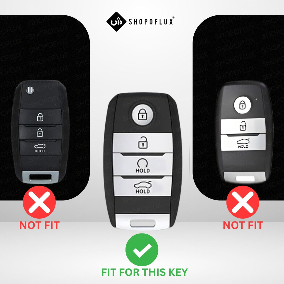 SHOPOFLUX Silicone Key Cover Compatible with Kia Seltos | Sonet | Carens 4 Button Smart Key (Silicone Black)
