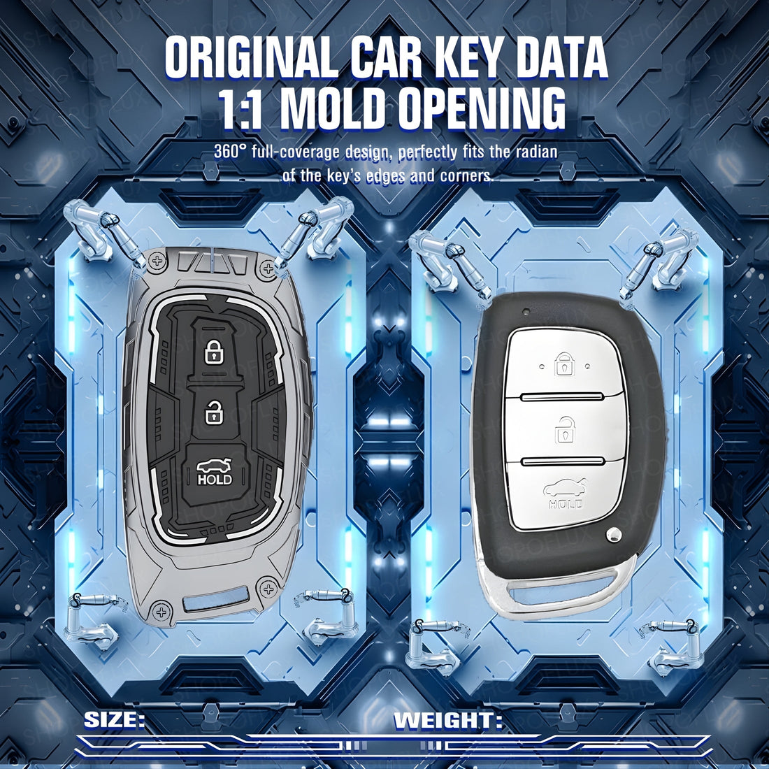 SHOPOFLUX Metal Key Cover for Hyundai Grand i10 NIOS Asta | Venue | i20 | Aura | Exter | Creta | Elantra 3 Button Smart Key Only (Metal Black Silicone) Shopoflux