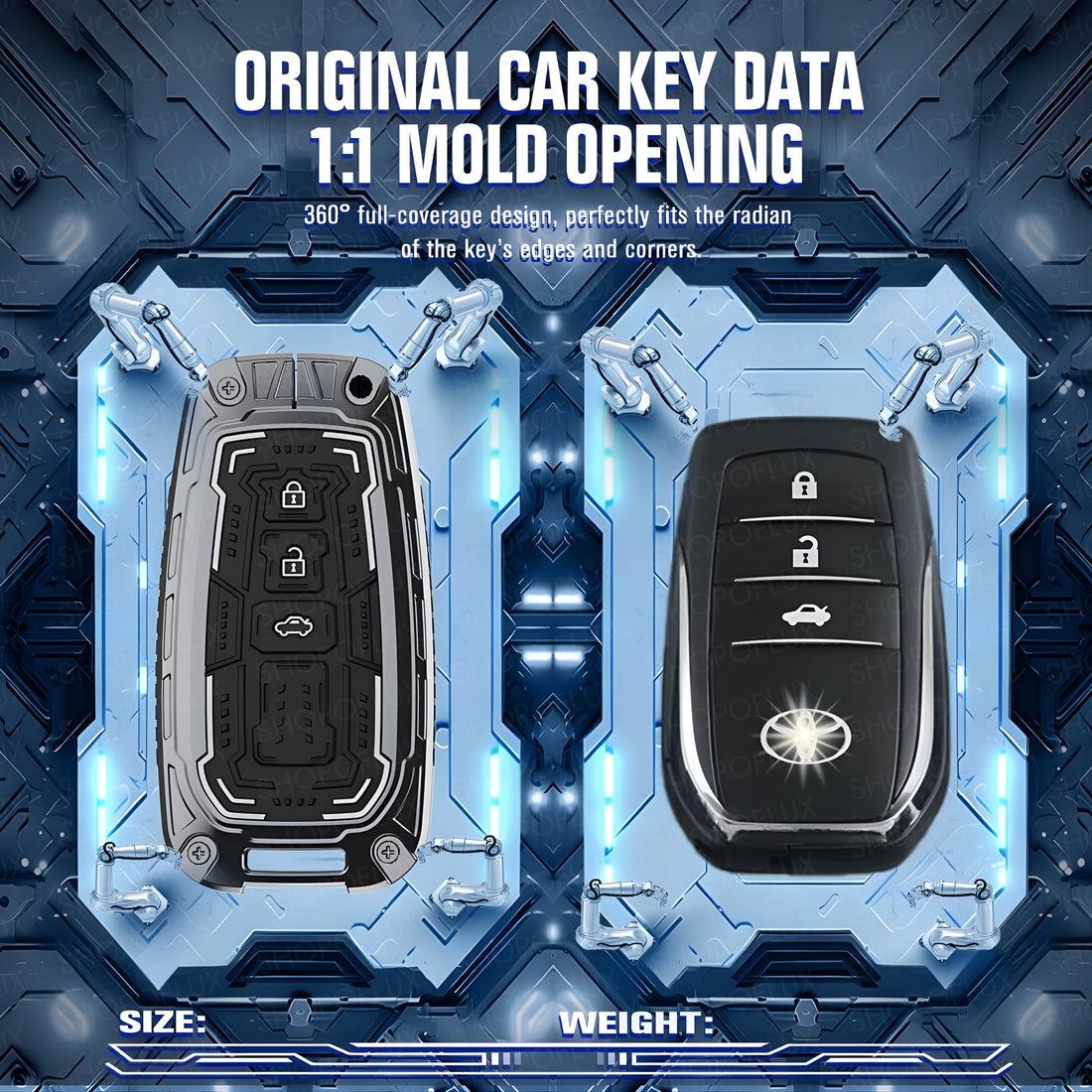 SHOPOFLUX Metal Key Cover Compatible with Toyota Fortuner | Fortuner Legender | Innova Hycross | Invicto 3 Button Smart Key (Metal Silicone Blackk) Shopoflux