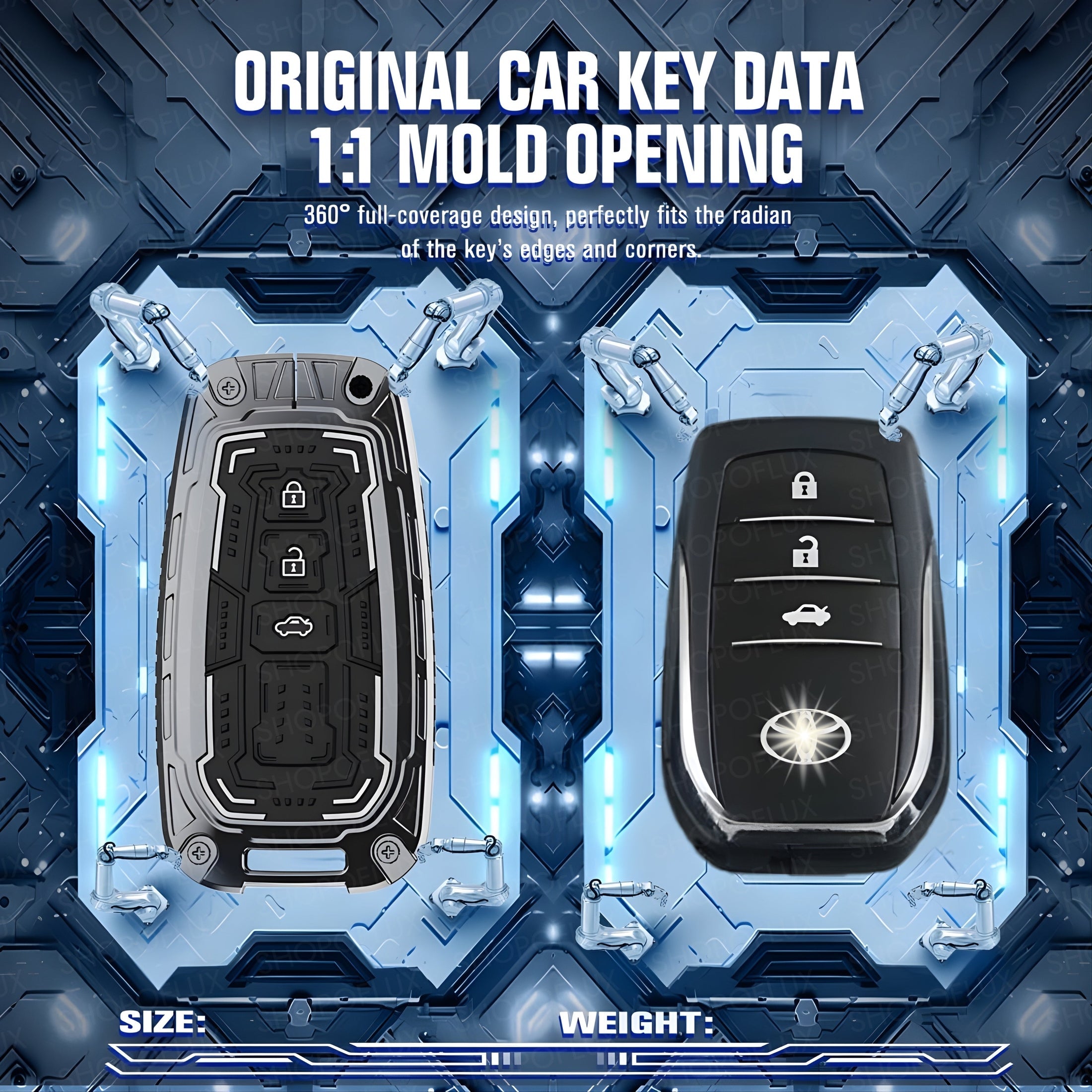 SHOPOFLUX Metal Key Cover Compatible with Toyota Fortuner | Fortuner Legender | Innova Hycross | Invicto 3 Button Smart Key (Metal Silicone Blackk) Shopoflux