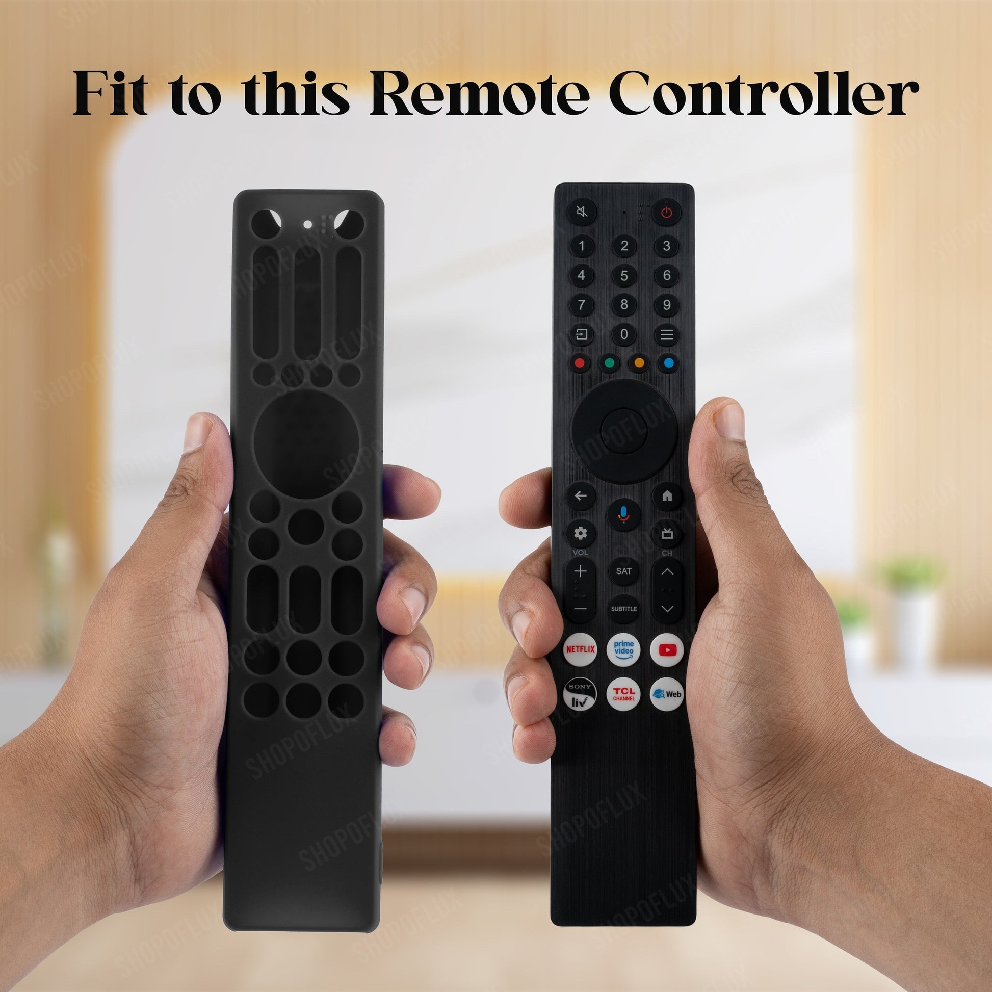 SHOPOFLUX Silicone TV Remote Cover Compatible with TCL Tv Remote RC833A 4K QLED Google TV Protective Case [Remote NOT Included] (Black) Shopoflux