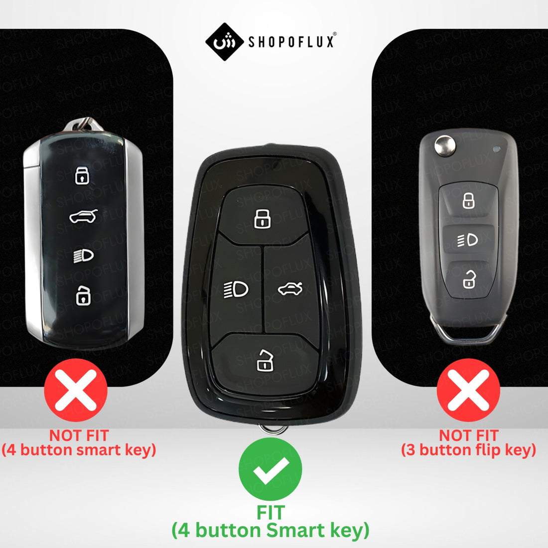 SHOPOFLUX Key Cover Compatible with Tata Nexon | Harrier | Safari | Altroz | Tigor | EV | Punch | Tiago EV Electric 4 Button Smart Key