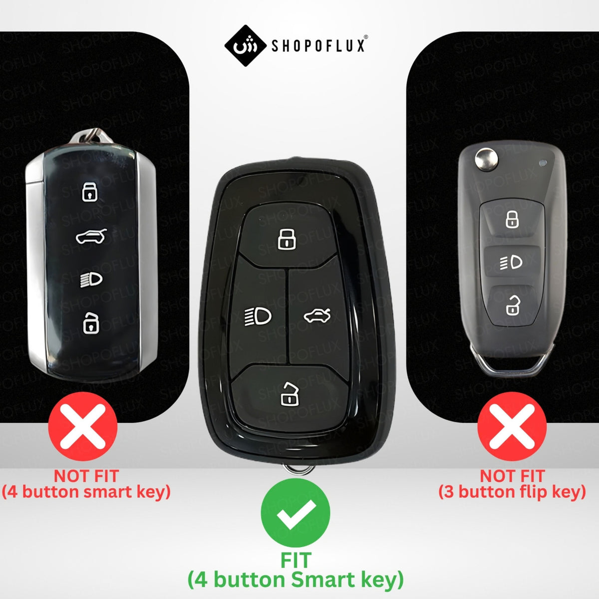 SHOPOFLUX Key Cover Compatible with Tata Nexon | Harrier | Safari | Altroz | Tigor | EV | Punch | Tiago EV Electric 4 Button Smart Key (Leather Black Brown)