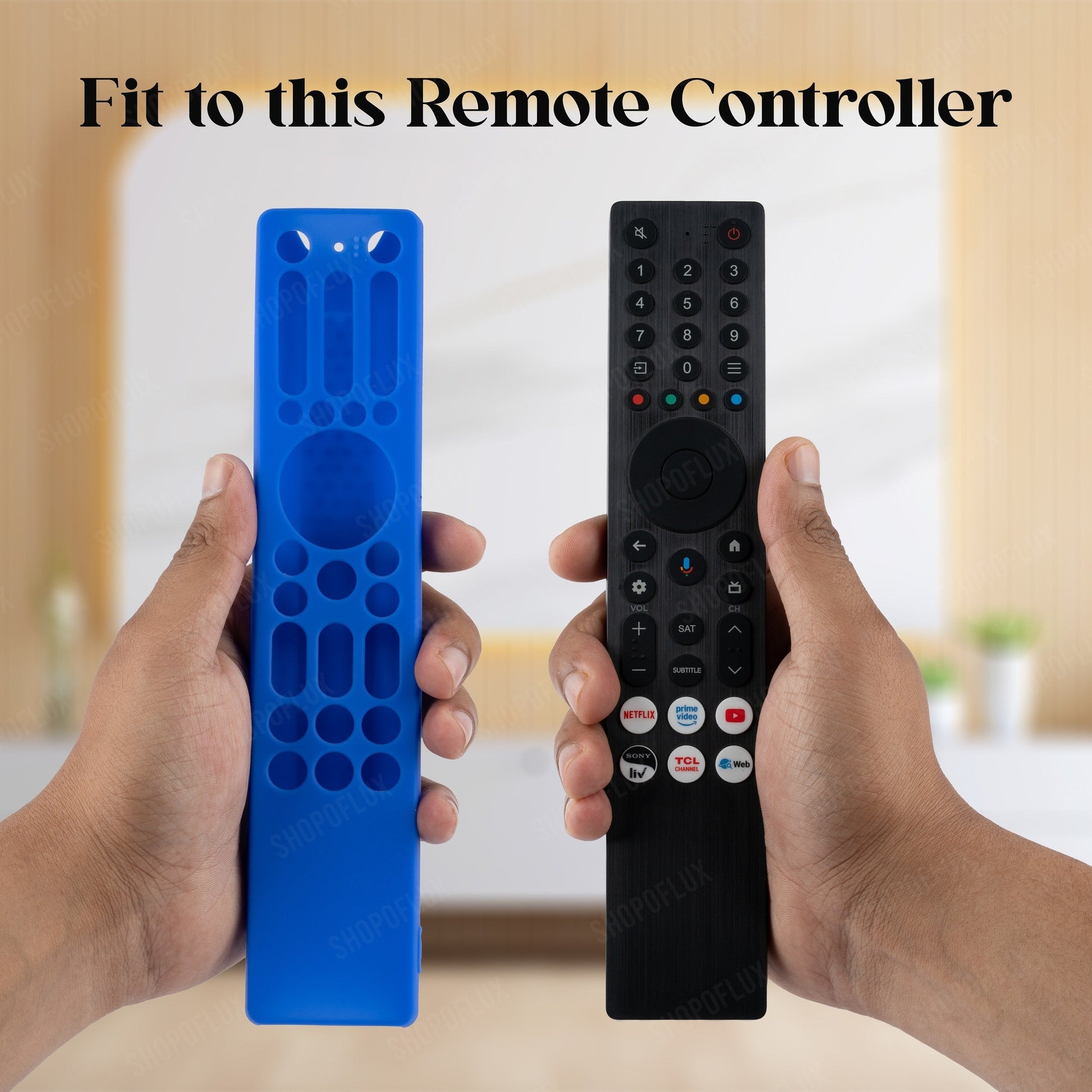 SHOPOFLUX Silicone TV Remote Cover Compatible with TCL Tv Remote RC833A 4K QLED Google TV Protective Case [Remote NOT Included] (Blue) Shopoflux