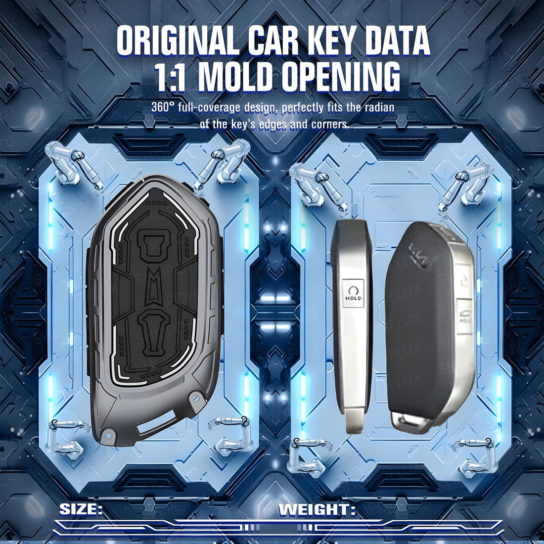 SHOPOFLUX Metal Key Cover Compatible with Kia Syros, EV6 EV9, Seltos 4 Button Smart Key Shopoflux