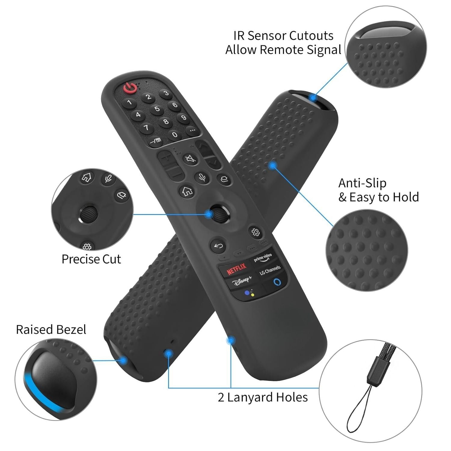 Shopoflux Silicone TV Remote Cover Compatible with LG AN-MR21GA (2021) MR22GA (2022) MR23GA (2023) Magic Remote Case (Black) Shopoflux
