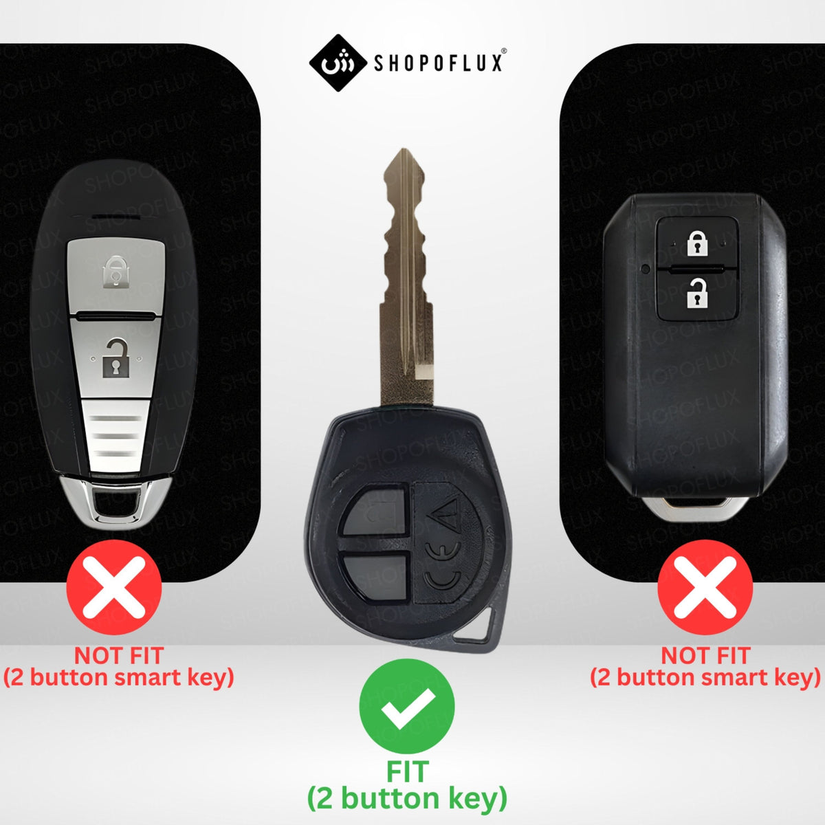 SHOPOFLUX Metal Key Cover Compitable For Suzuki Swift | Ertiga | Wagonr | Celerio | Swift Dzire | Alto | Fronx | Breza | S Presso | Ignis 2 Button Remote Key