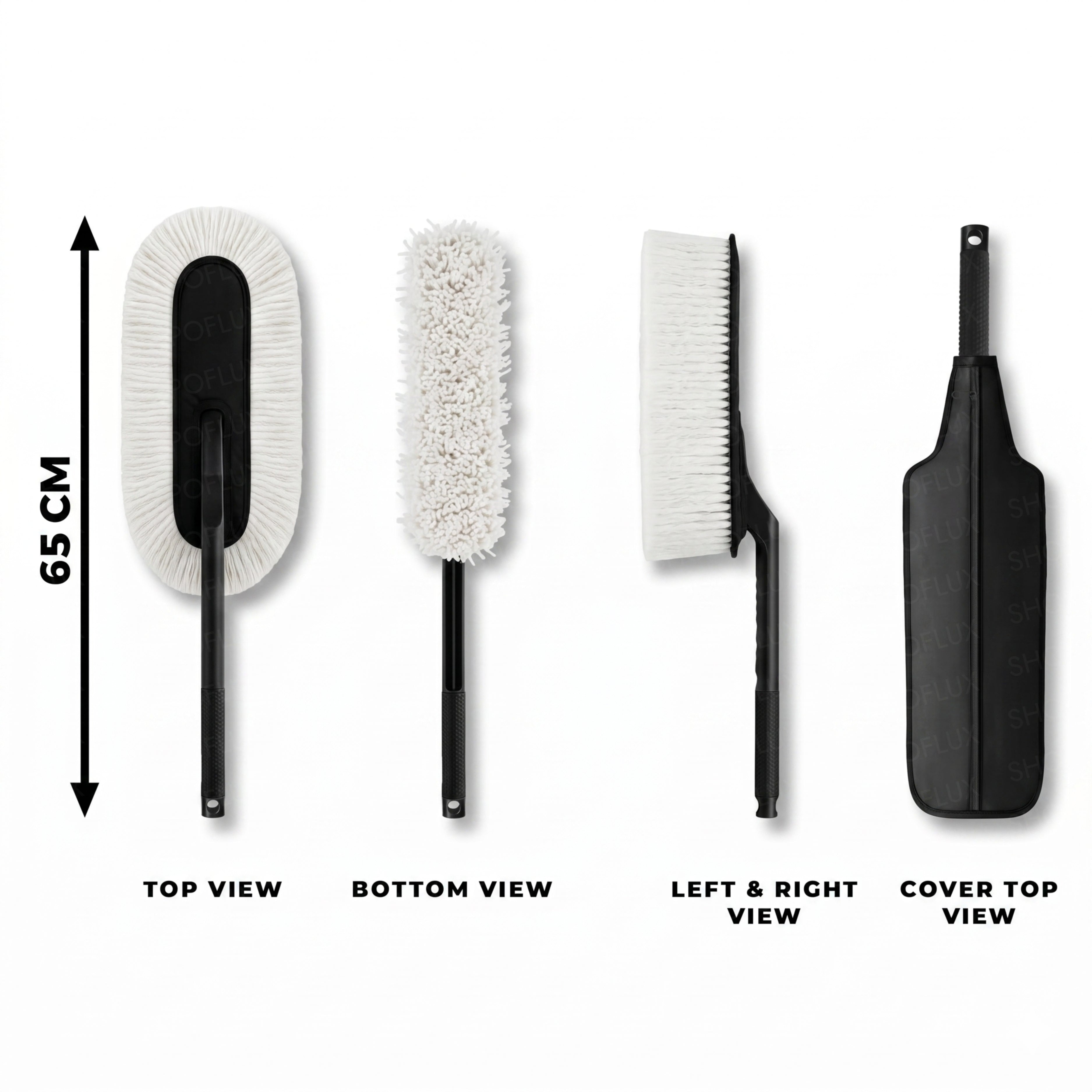 SHOPOFLUX Car Duster for Car Cleaning, Scratch-Free Dust Cleaner Brush with Long Handle, Premium Cotton Mop with Wax Coating, Lint-Free Exterior Cleaning Duster for Cars, SUVs & Bikes.