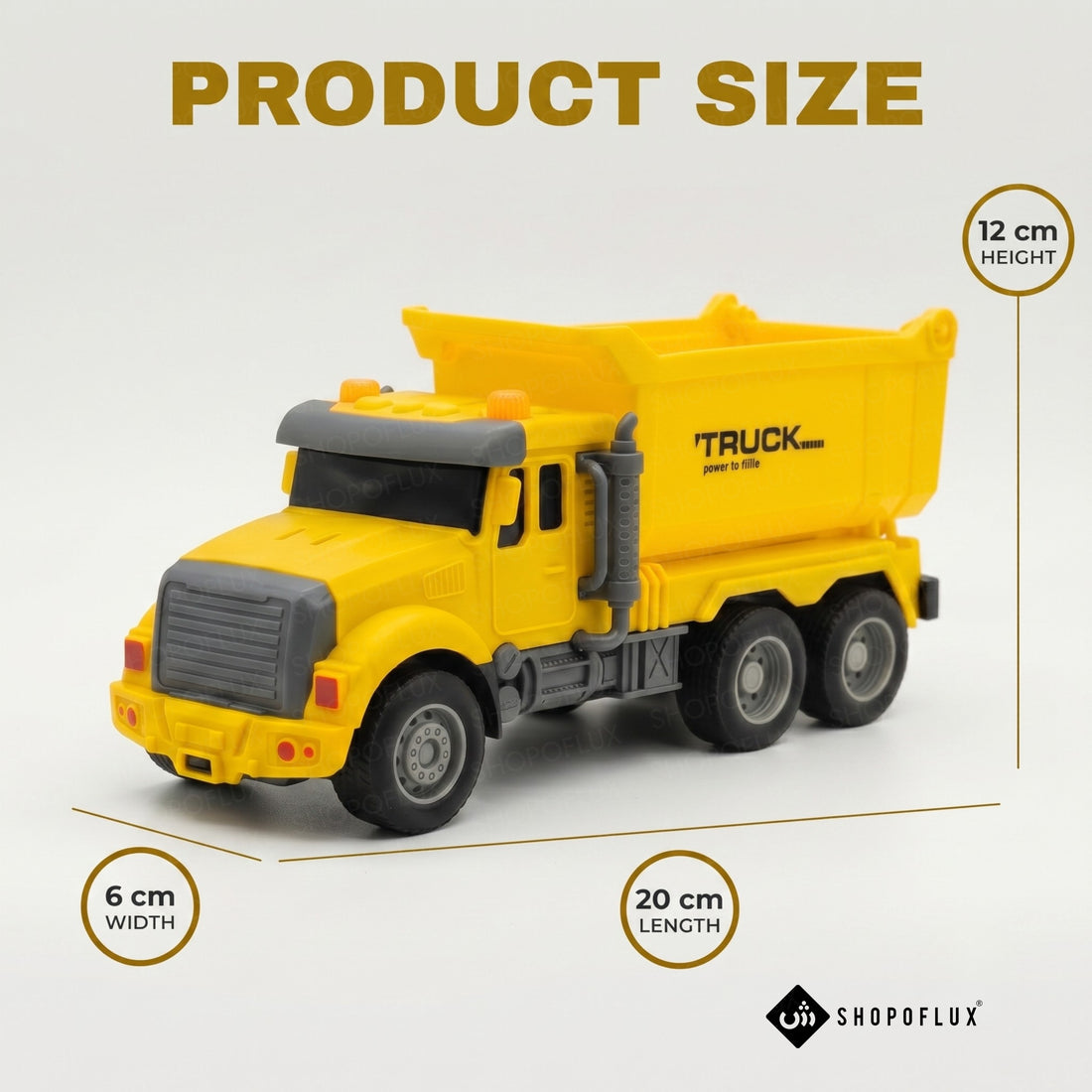 SHOPOFLUX Construction Dumper Truck Toy with Friction Powered Push and Go Truck Toys for Kids, Boys and Girls Aged 3+ Year