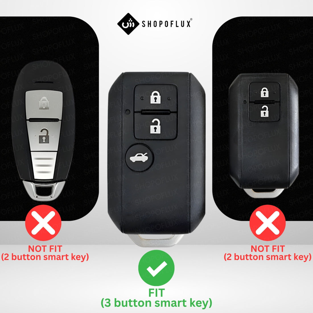 SHOPOFLUX Metal key Cover Compatible with Suzuki Dzire | Ertiga 3 button smart key (Black) (Pack 1)