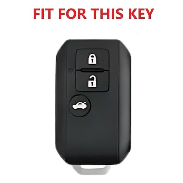 SHOPOFLUX Metal key Cover Compatible with Suzuki Dzire | Ertiga 3 button smart key (Black) (Pack 1) Shopoflux