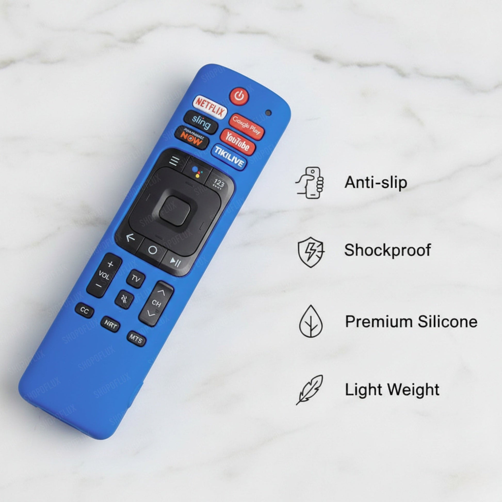 SHOPOFLUX Silicone TV Remote Cover Compatible with Hisense Smart TV Remote [Remote NOT Included] (Blue) Shopoflux