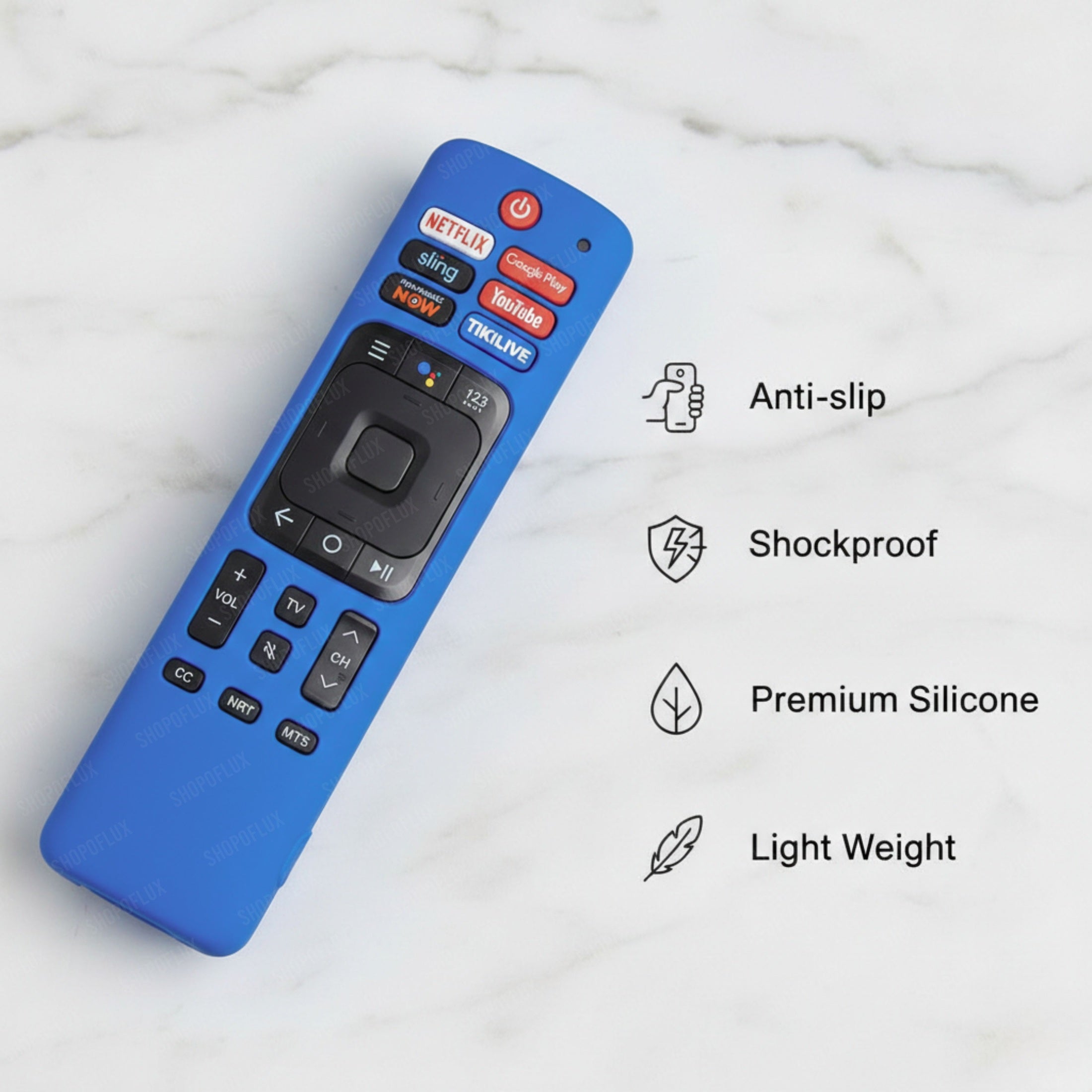 SHOPOFLUX Silicone TV Remote Cover Compatible with Hisense Smart TV Remote [Remote NOT Included] (Blue) Shopoflux