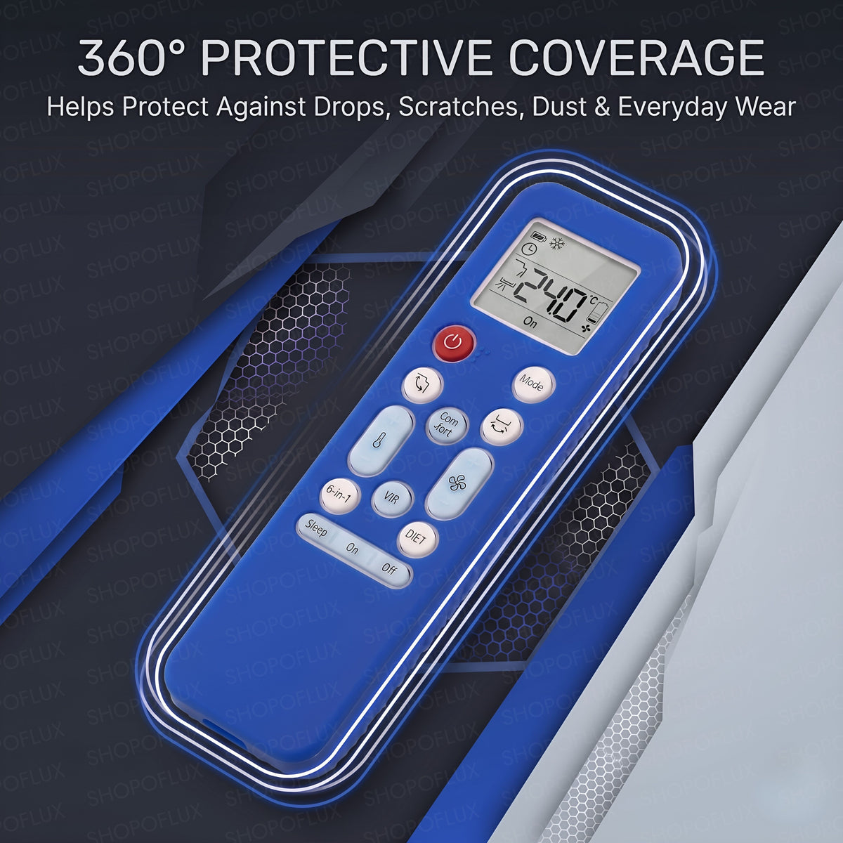 Protection illustration showing the remote cover and protective design details