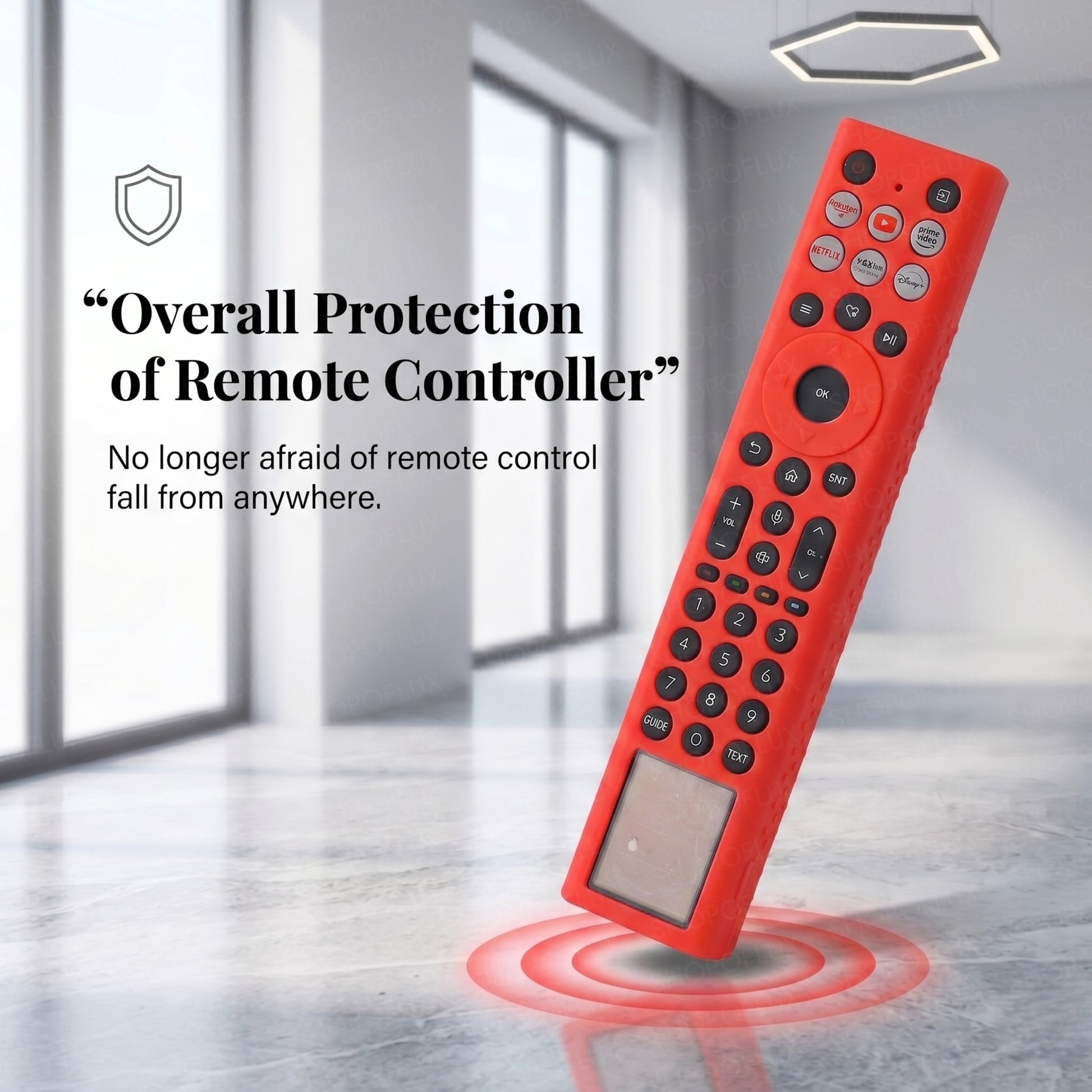 SHOPOFLUX Silicone TV Remote Cover Compatible with Hisense TV Remote [Remote NOT Included] (Red) Shopoflux