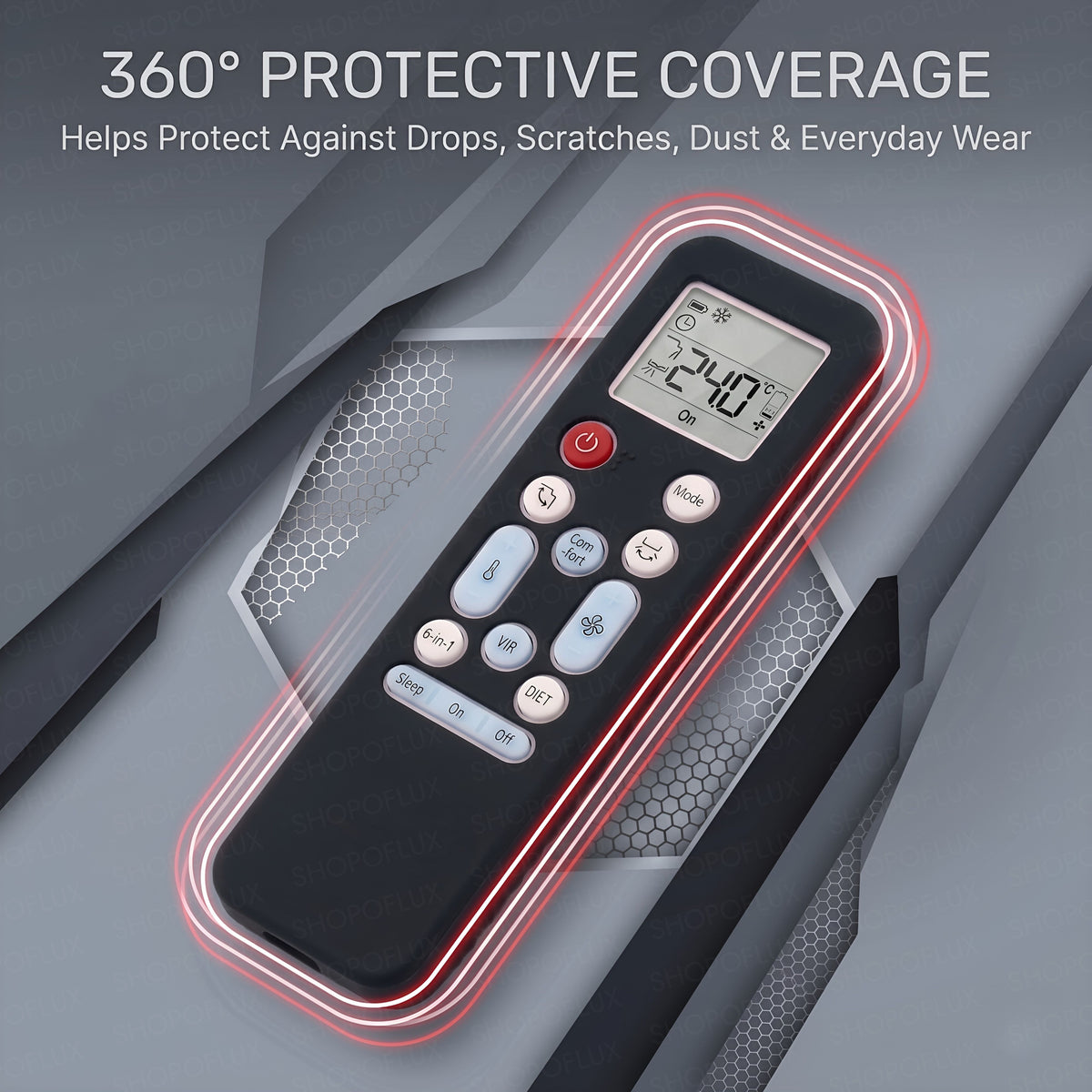 Protection illustration showing the remote cover and protective design details