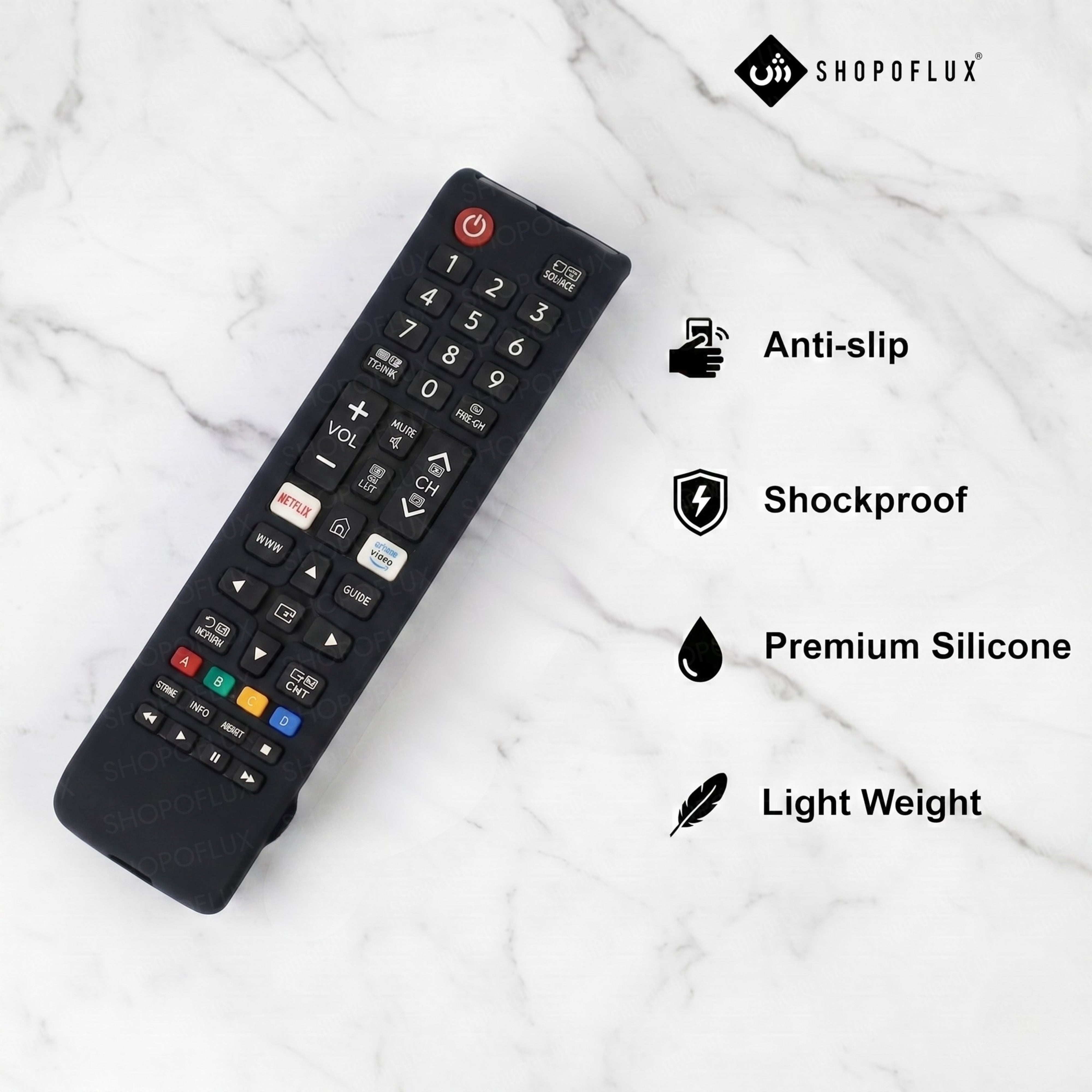 SHOPOFLUX Silicone Tv Remote Cover Compatible with Samsung Smart Tv Remote Without Sollar [Remote NOT Included] (Black)