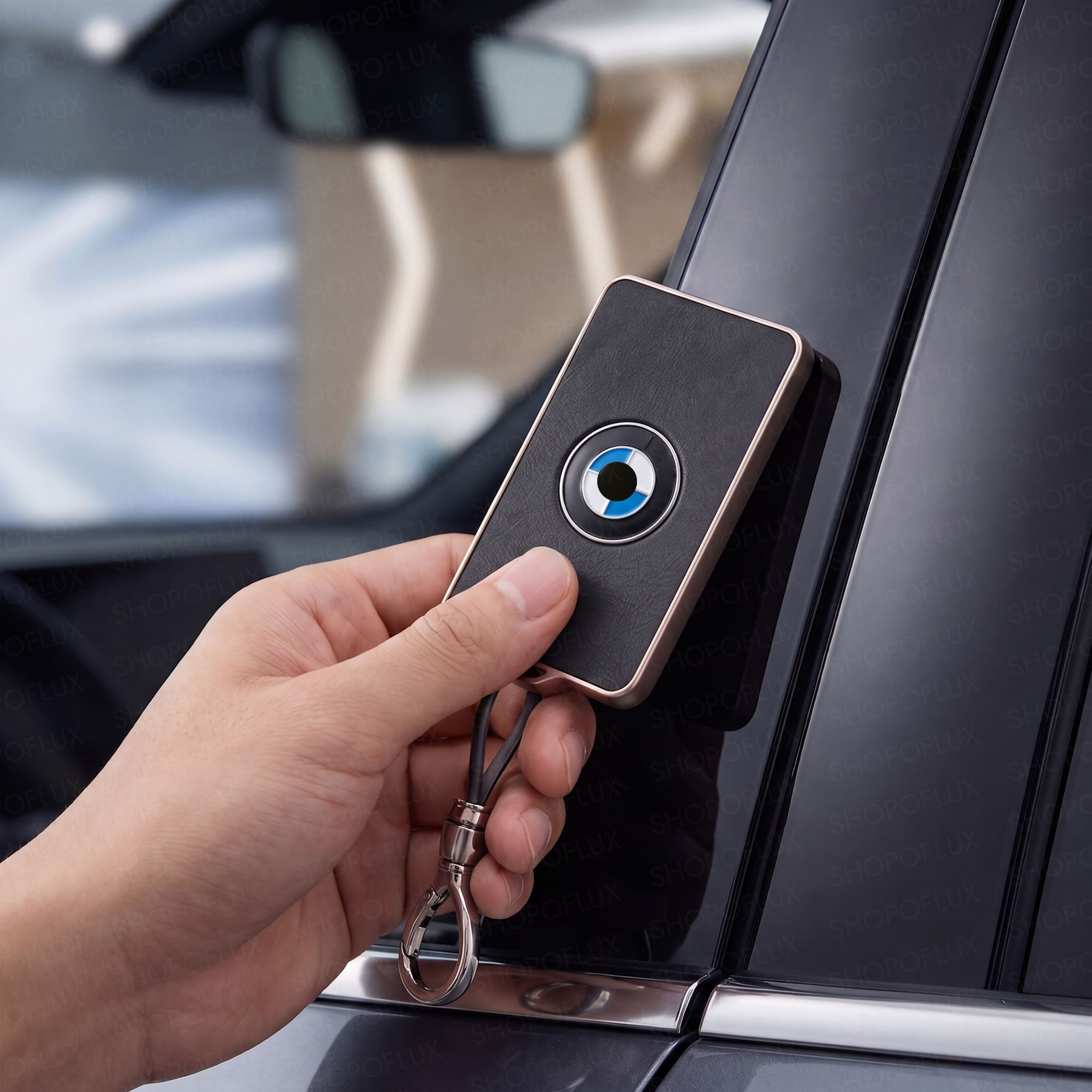SHOPOFLUX TPU Card Holder Competible With BMW Car – Scratchproof, Slim & Lightweight Protector Case with Keychain Holder, Key Card Accessories