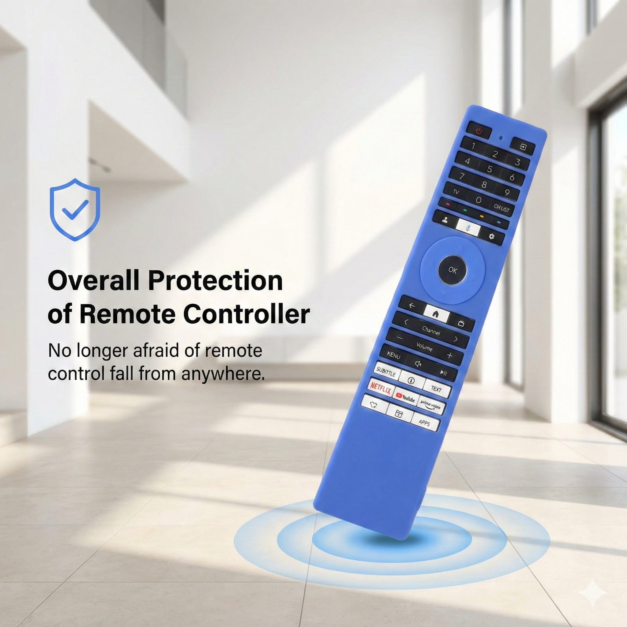 SHOPOFLUX Silicone TV Remote Cover Compatible with Toshiba Smart TV Protective Case with Lanyard (Blue) Shopoflux