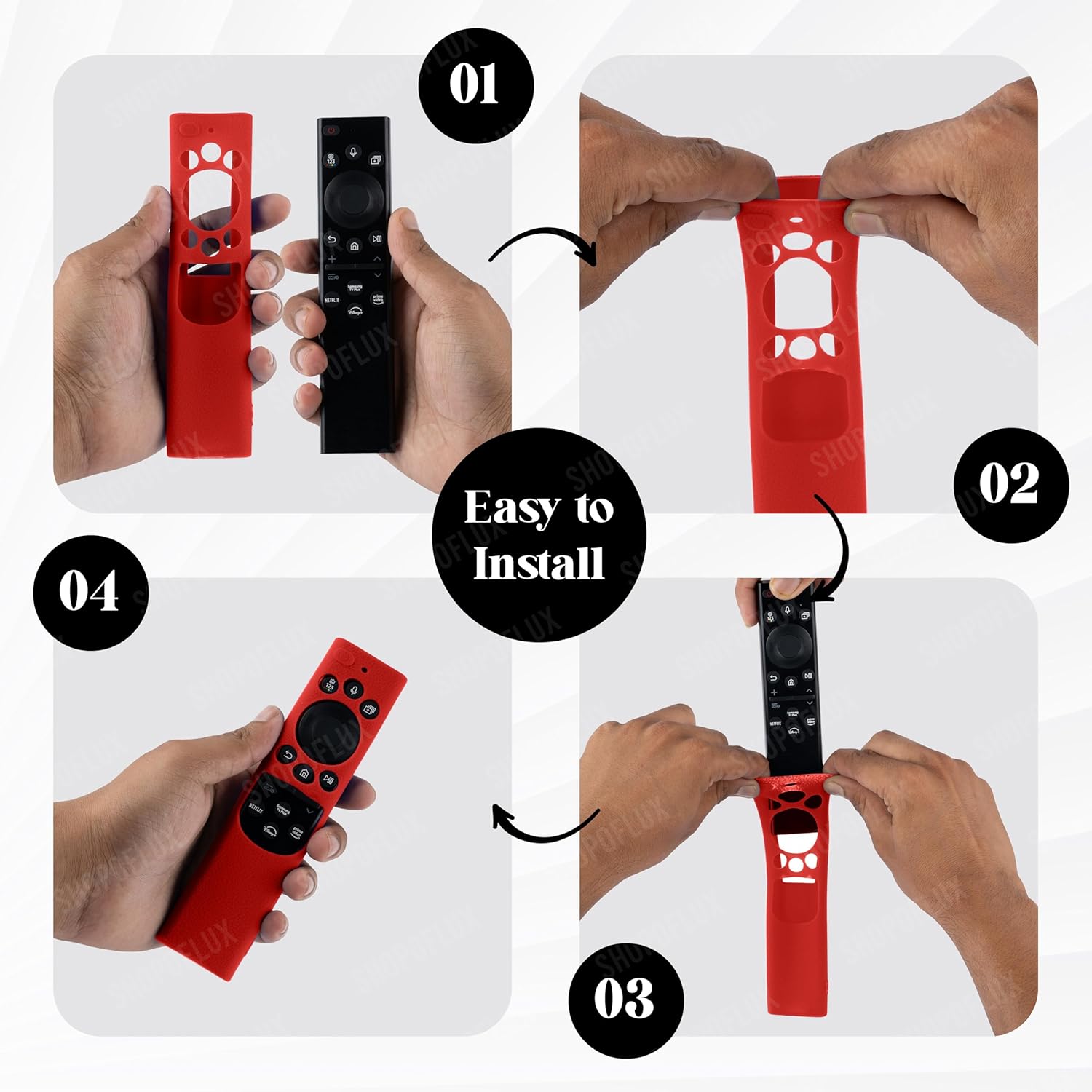 Shopoflux Silicone TV Remote Cover Compatible with Samsung 2022 Smart TV Remote QLED TV BN68-13897A / TM2280E Remote Protective Case [Remote NOT Included] (RED) Shopoflux