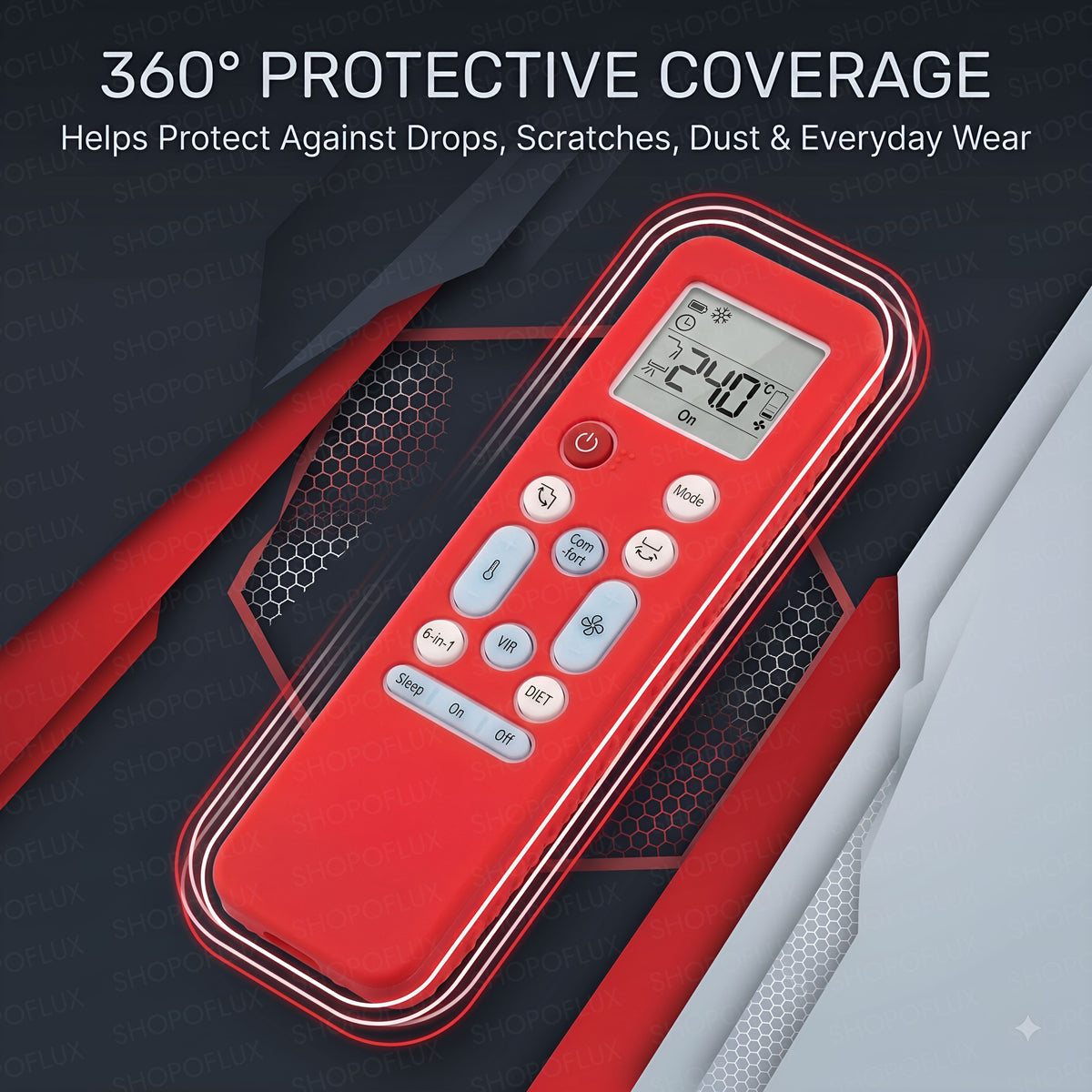 Protection illustration showing the remote cover and protective design details