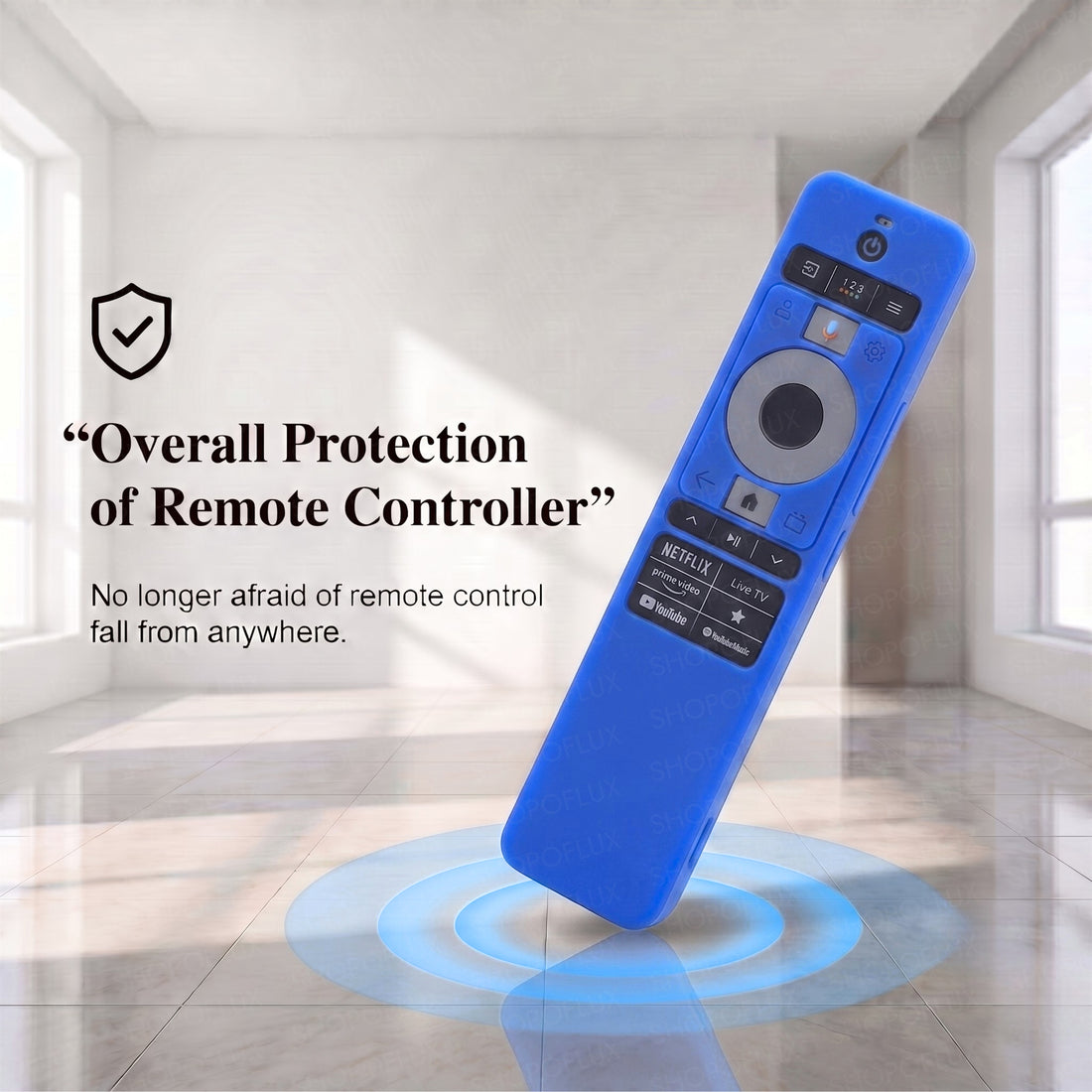 SHOPOFLUX Silicone TV Remote Cover Compatible with Haier TV Protective Case with Lanyard [Remote Not Included] (Blue)