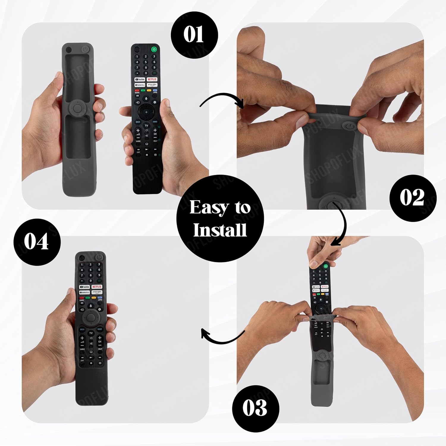 SHOPOFLUX Silicone Heavy Duty Armor Case Cover Compatible with Sony Smart Tv Voice Remote RMF-TX520P A80J X80J X85J X90J X95J Remote Cover [Remote NOT Included] (Black) Shopoflux