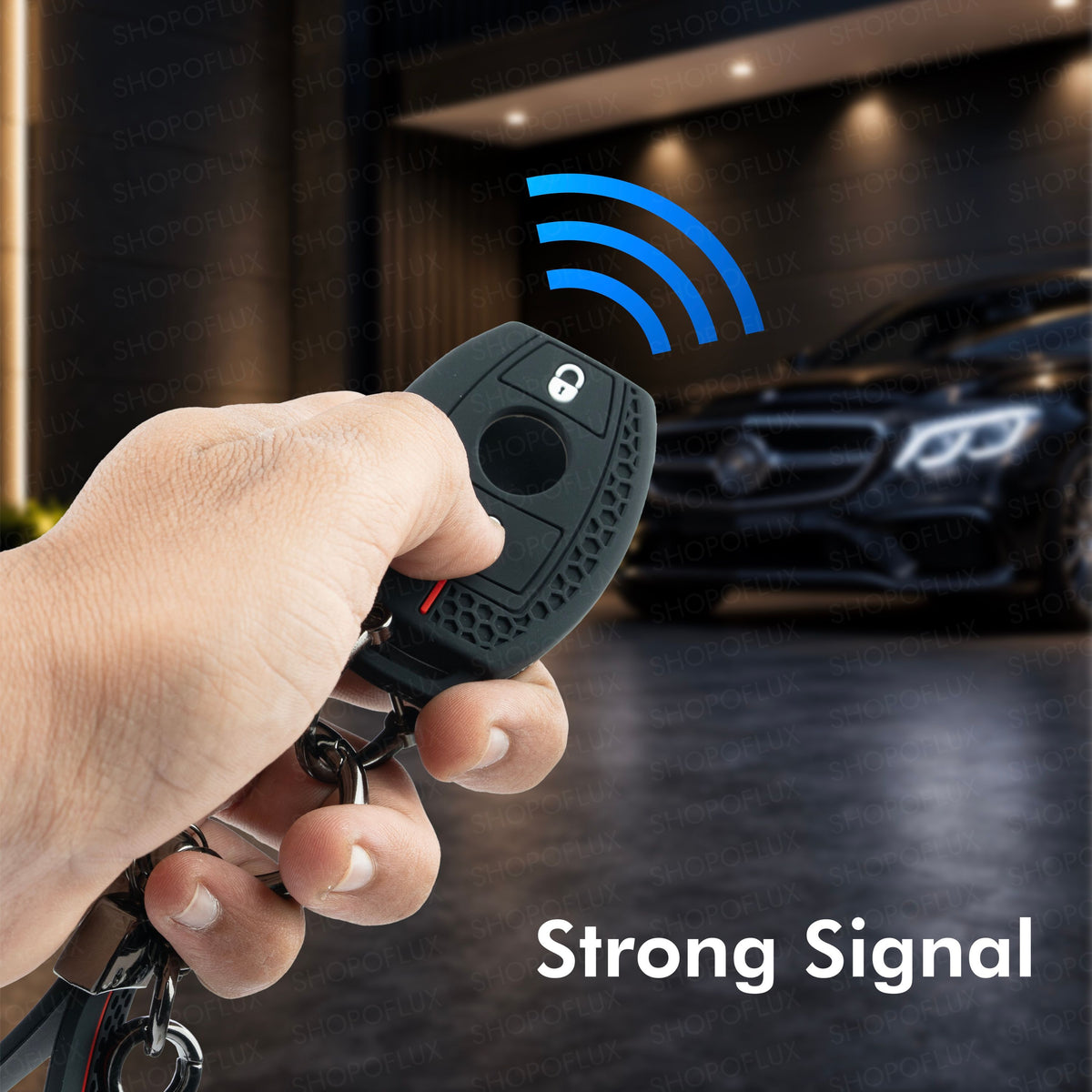 SHOPOFLUX Silicone Car Key Cover Compatible for Mercedes Benz C E M S CLS CLK GLK GLC G Class 2 Button smart Key (Silicone Black)