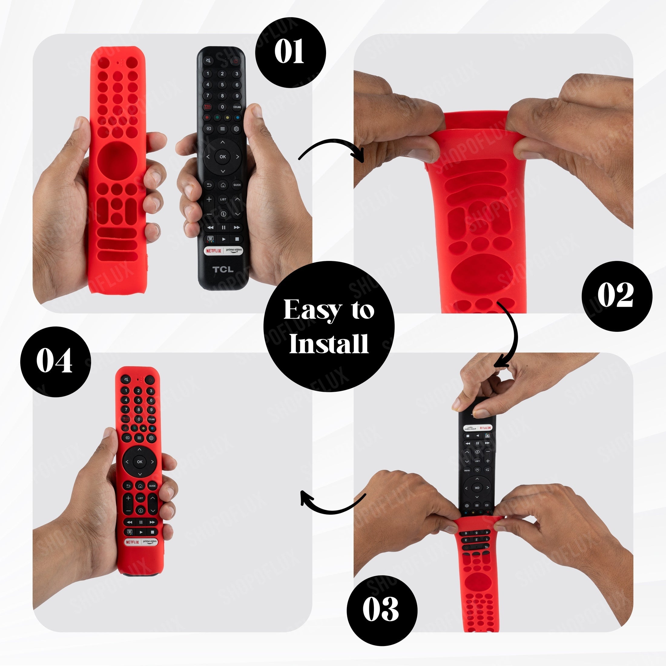 SHOPOFLUX Silicone TV Remote Cover Compatible with L4B Series TCL Tv Remote RC833 Protective Case (Red) Shopoflux