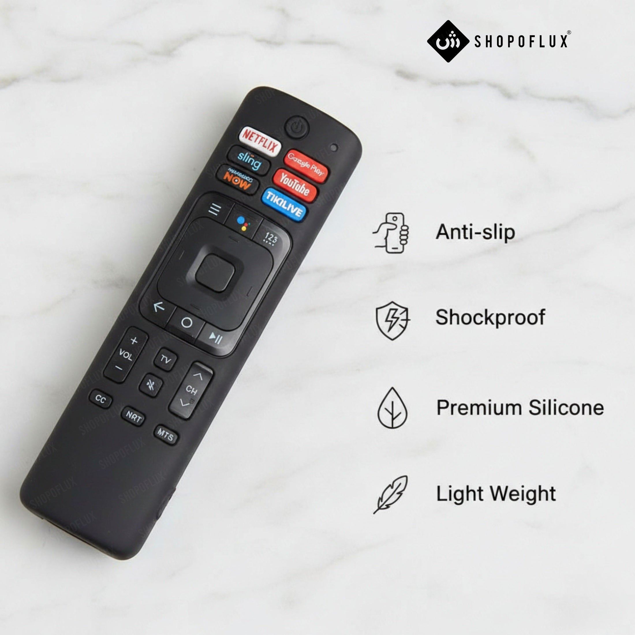 SHOPOFLUX Silicone TV Remote Cover Compatible with Hisense Smart TV Remote [Remote NOT Included] (Black) Shopoflux