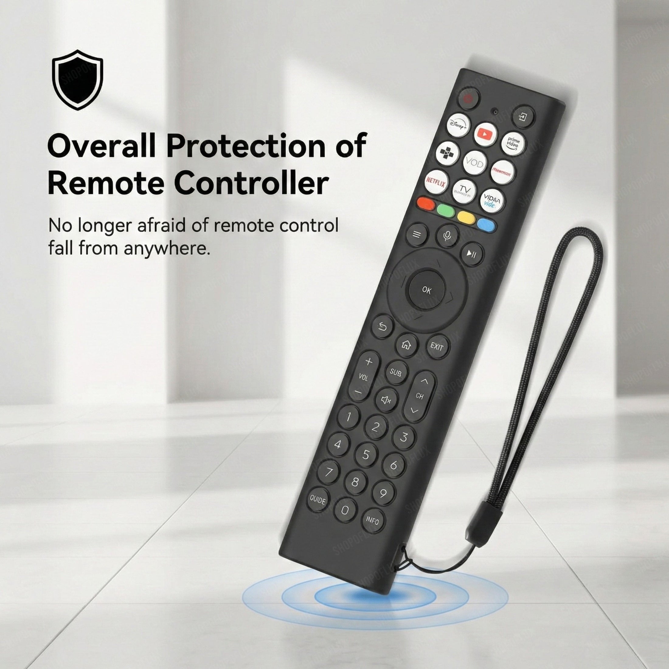 Shopoflux Silicone TV Remote Cover Compatible with Hisense Smart TV Remote [Remote NOT Included] (Black) Shopoflux