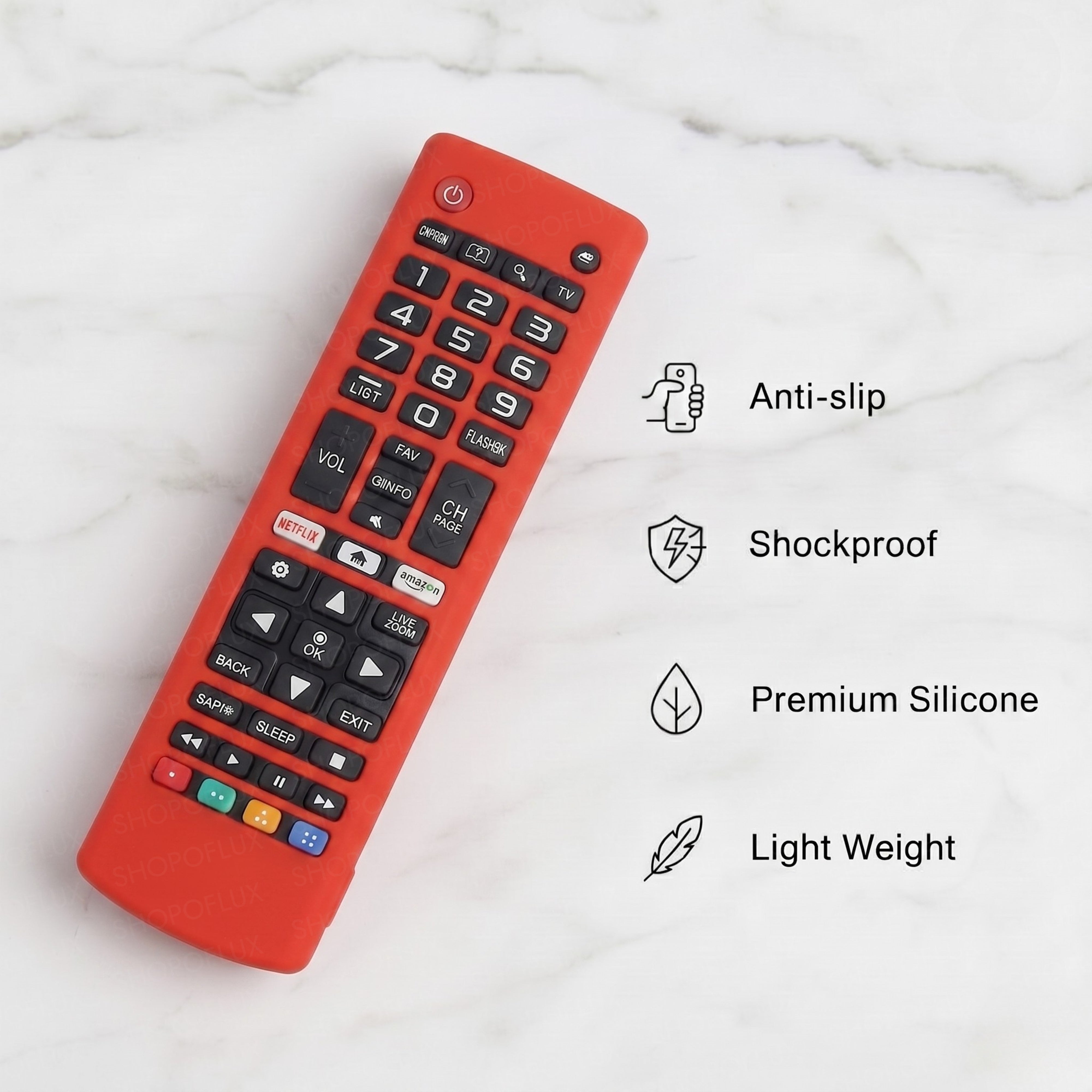 Shopoflux Silicone Tv Remote Cover Compatible with LG Smart TV Remote Full Wrap Protective Case with Lanyard [Remote NOT Included] (Red)