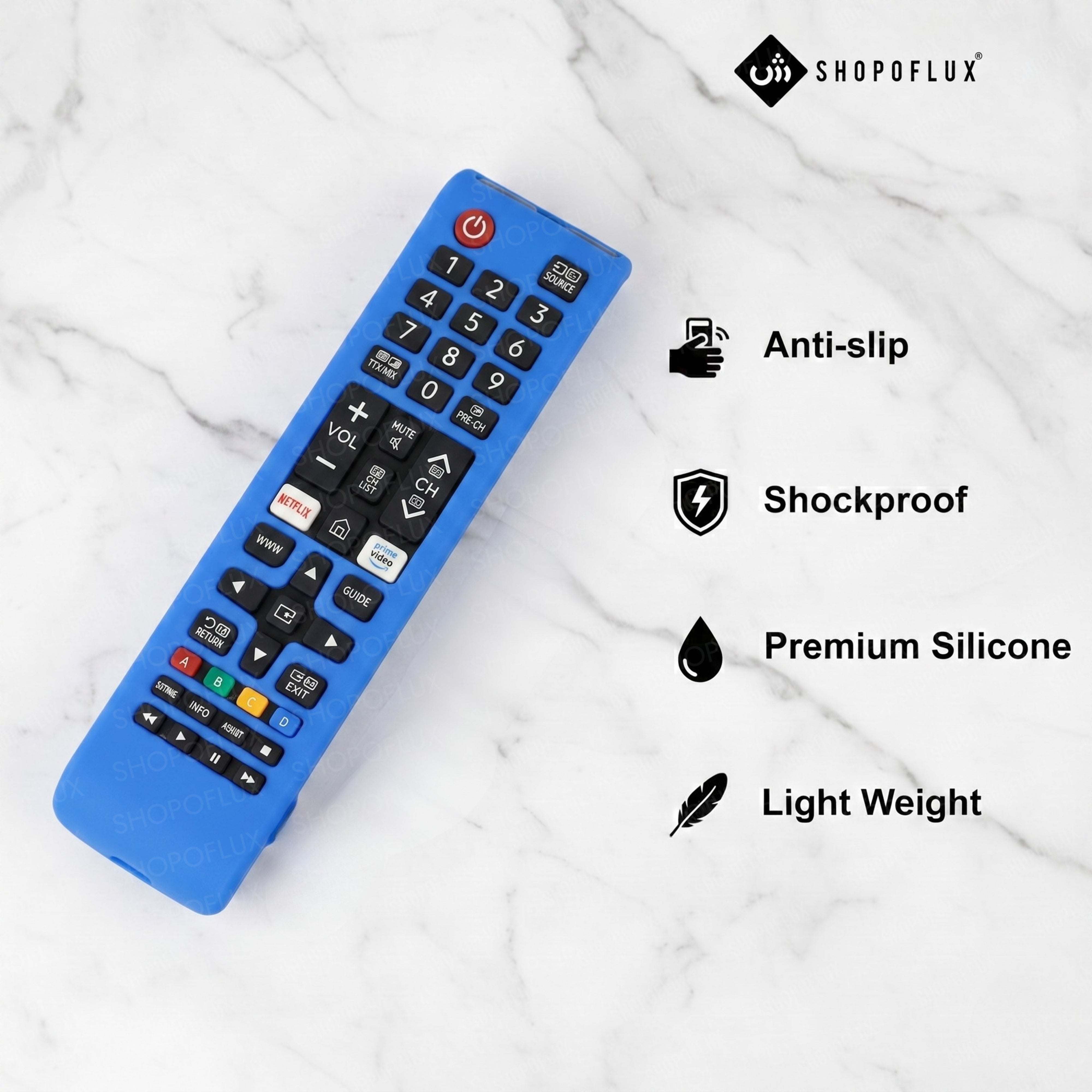 SHOPOFLUX Silicone Tv Remote Cover Compatible with Samsung Smart Tv Remote Without Sollar [Remote NOT Included] (Blue)
