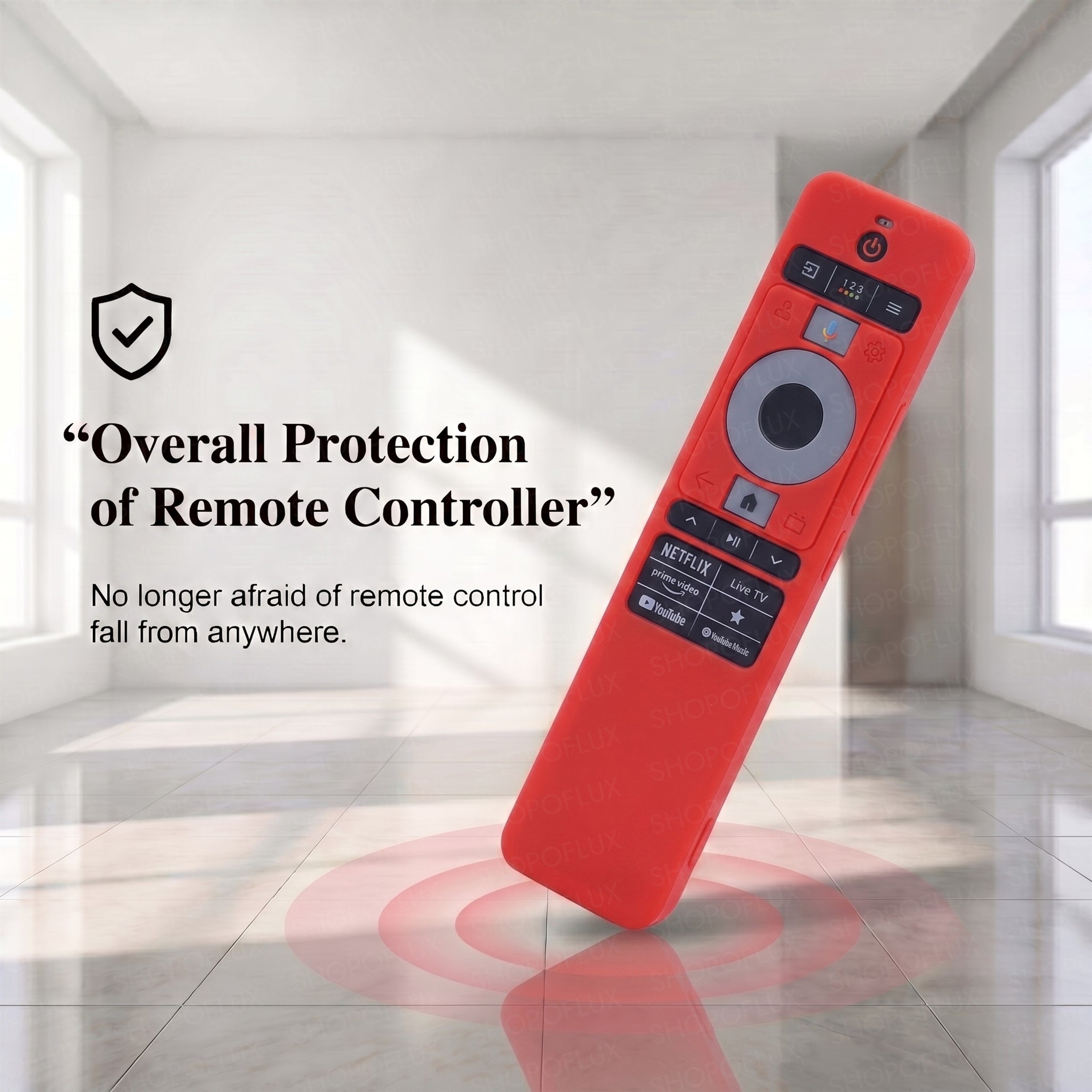 SHOPOFLUX Silicone TV Remote Cover Compatible with Haier TV Protective Case with Lanyard [Remote Not Included] (Red)