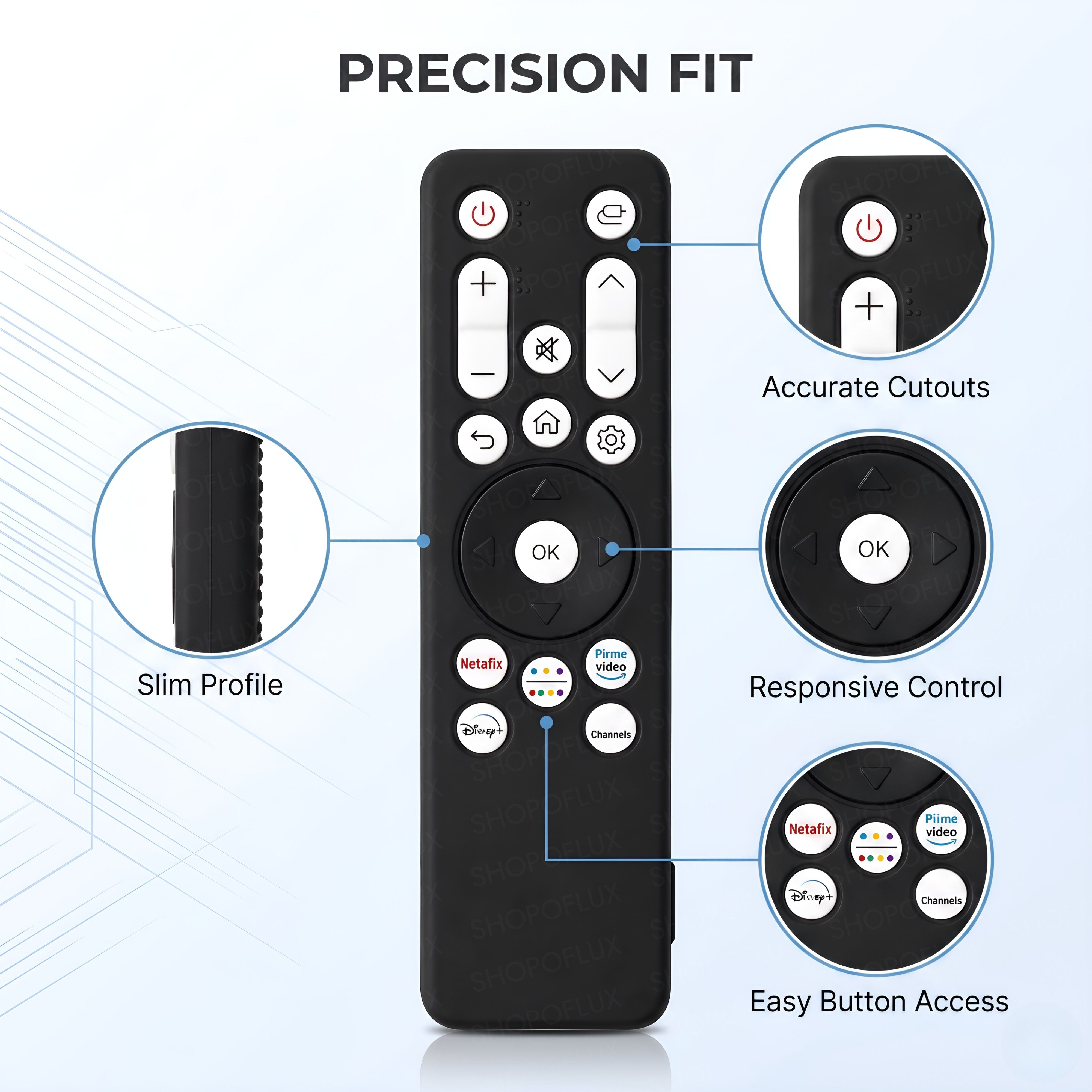 SHOPOFLUX Silicone Case Cover Compatible with LG Smart Monitor Remote Control with Lanyard (Black)