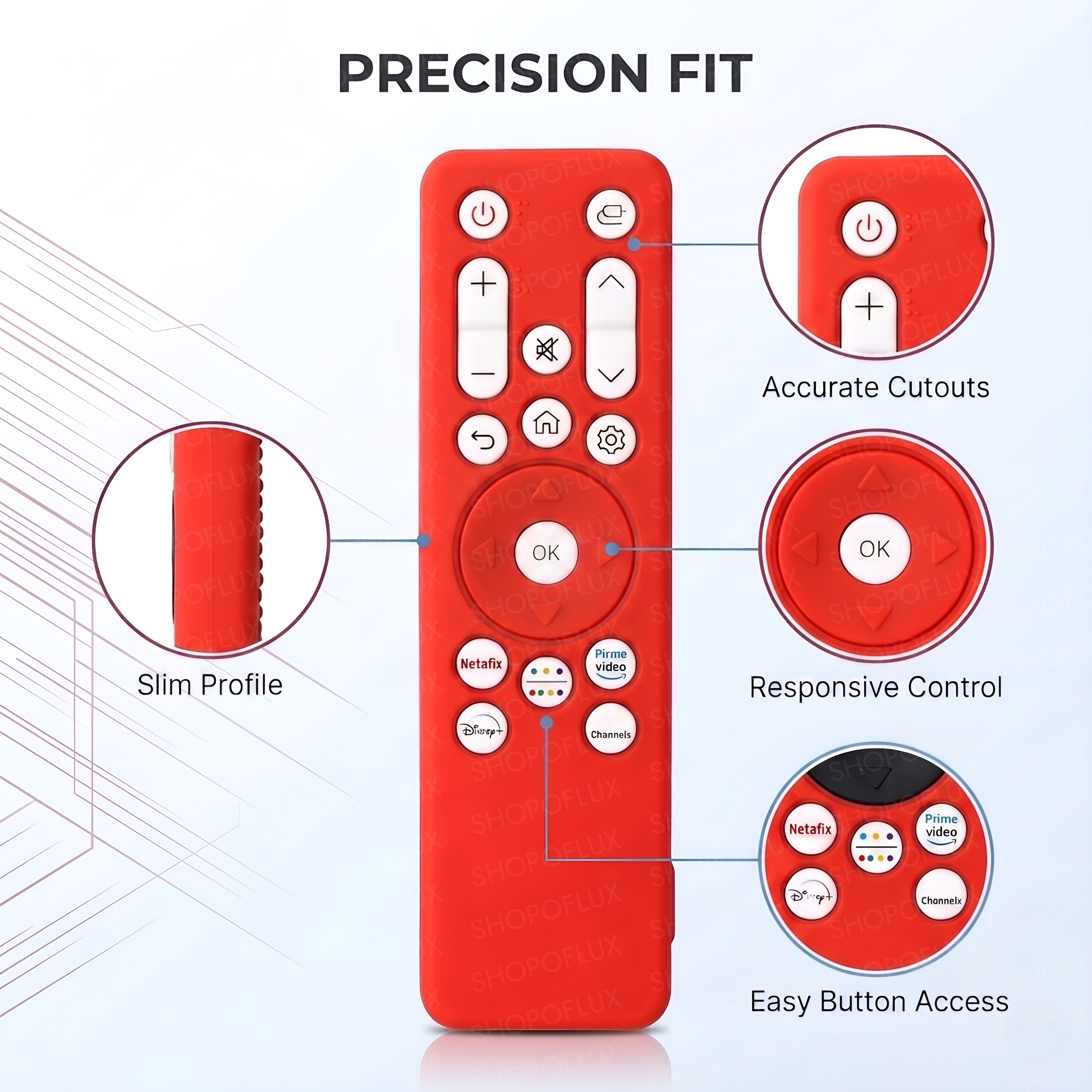 SHOPOFLUX Silicone Case Cover Compatible with LG Smart Monitor Remote Control with Lanyard (Red)