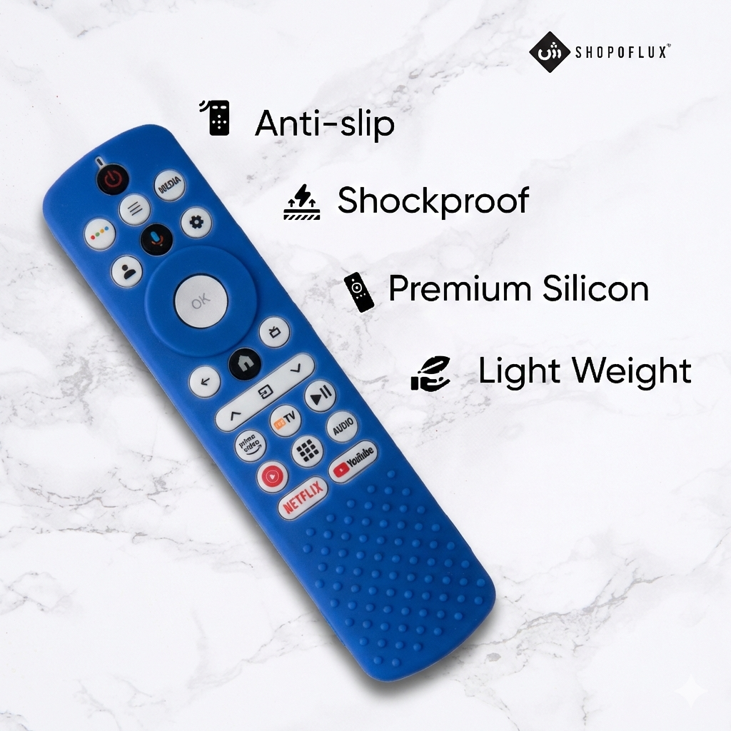 SHOPOFLUX Silicone TV Remote Cover Compatible with Haier Smart TV Protective Case with Lanyard (Blue) Shopoflux