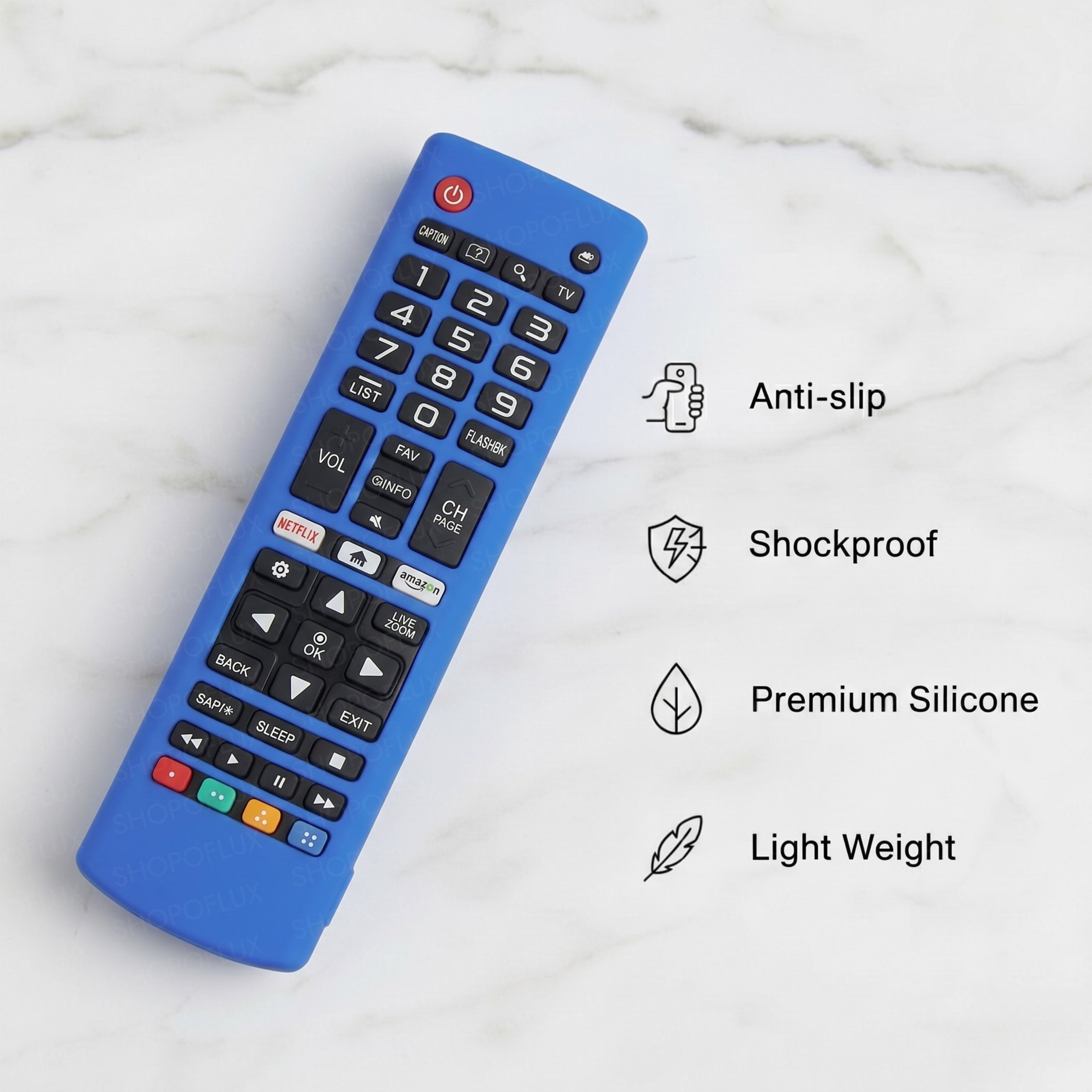 Shopoflux Silicone Tv Remote Cover Compatible with LG Smart TV Remote Full Wrap Protective Case with Lanyard [Remote NOT Included] (Blue)