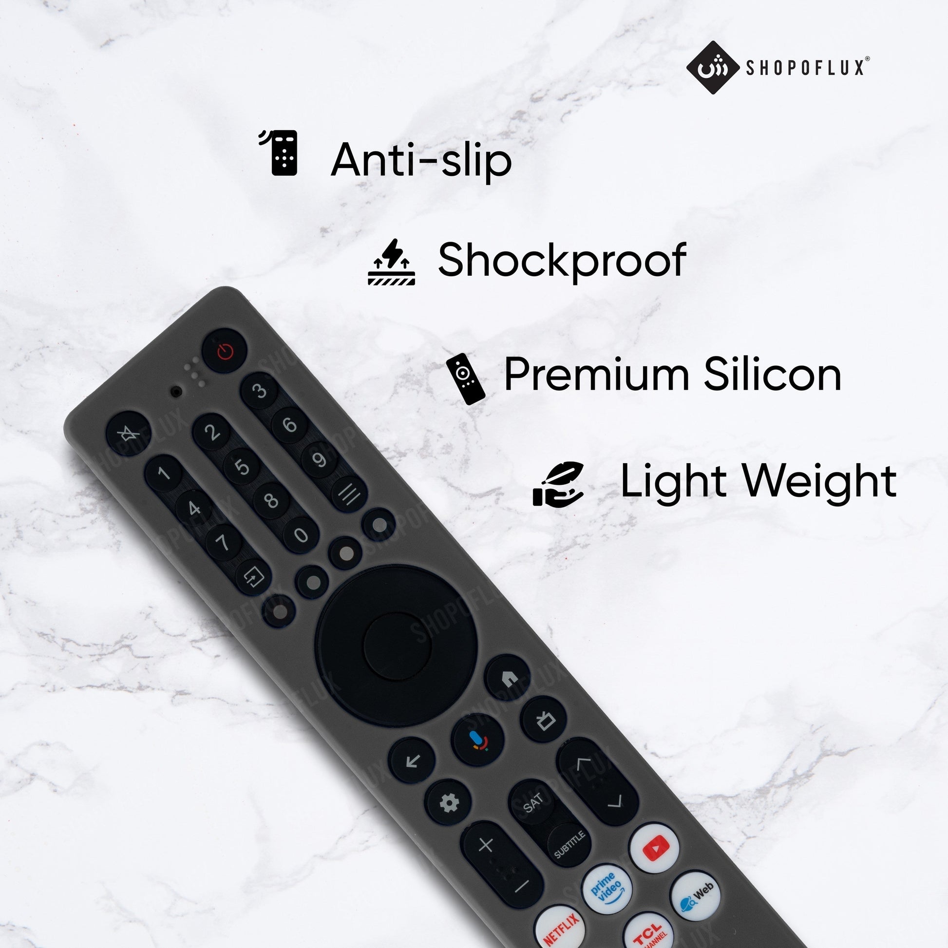 SHOPOFLUX Silicone TV Remote Cover Compatible with TCL Tv Remote RC833A 4K QLED Google TV Protective Case [Remote NOT Included] (Black) Shopoflux