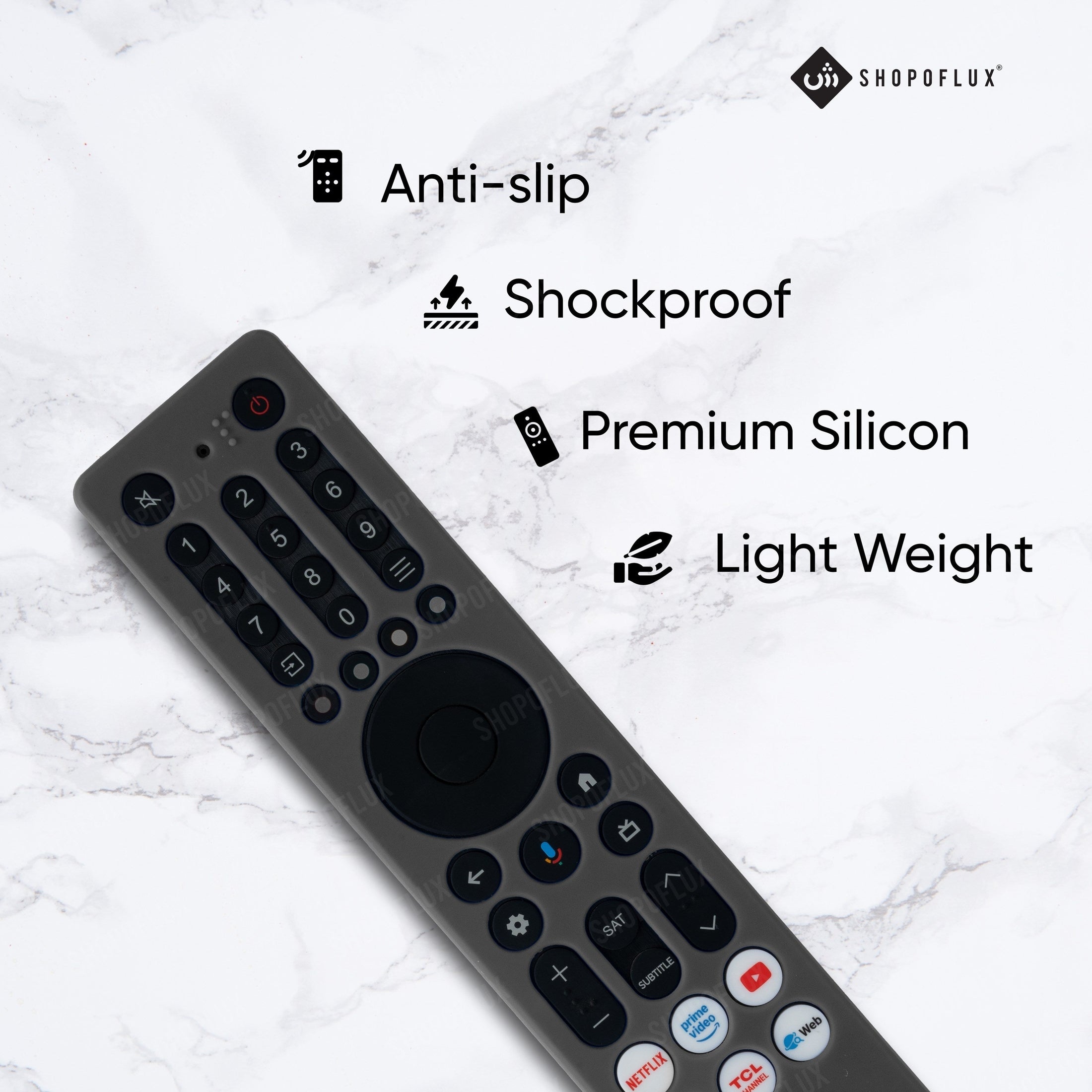 SHOPOFLUX Silicone TV Remote Cover Compatible with TCL Tv Remote RC833A 4K QLED Google TV Protective Case [Remote NOT Included] (Black) Shopoflux
