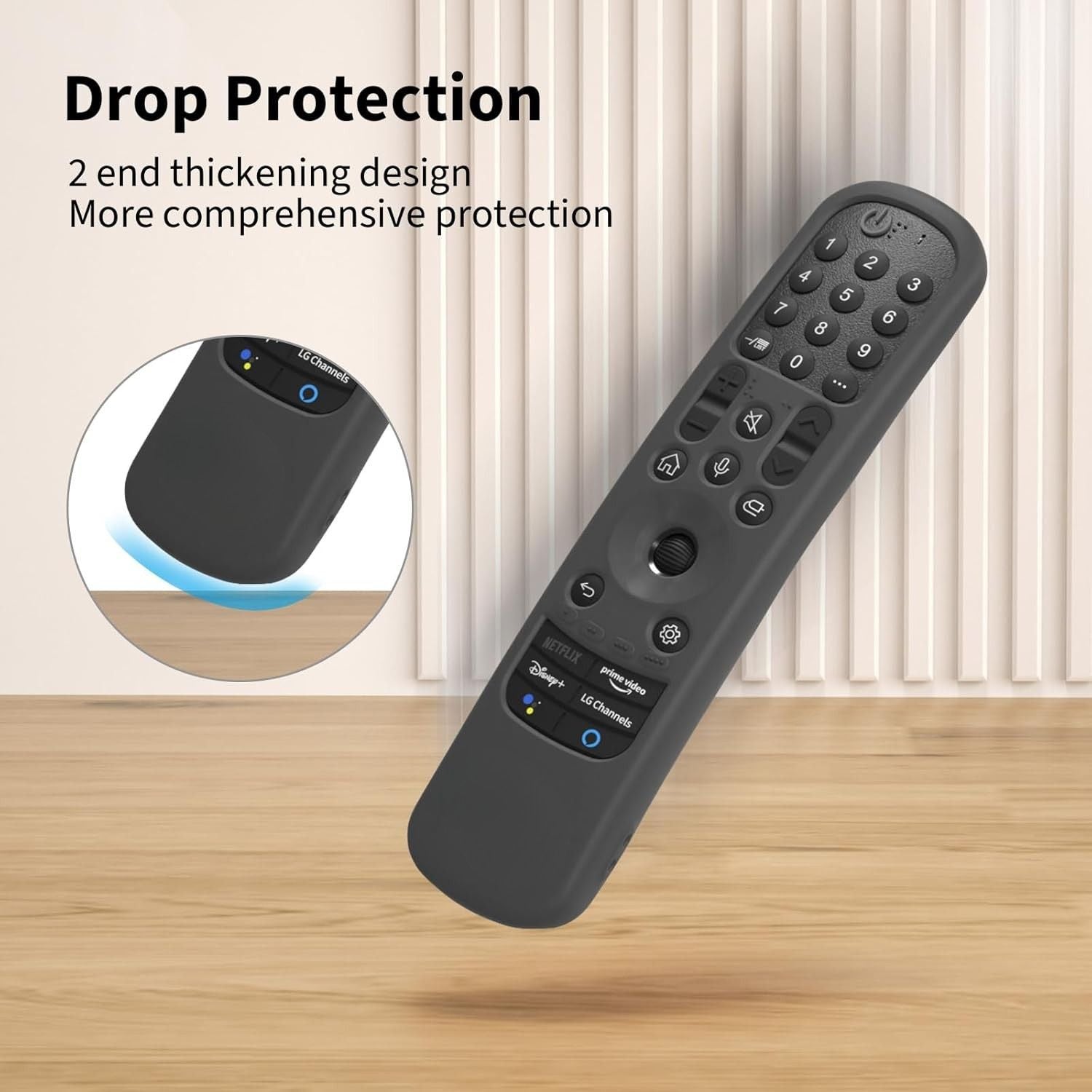 Shopoflux Silicone TV Remote Cover Compatible with LG AN-MR21GA (2021) MR22GA (2022) MR23GA (2023) Magic Remote Case (Black) Shopoflux