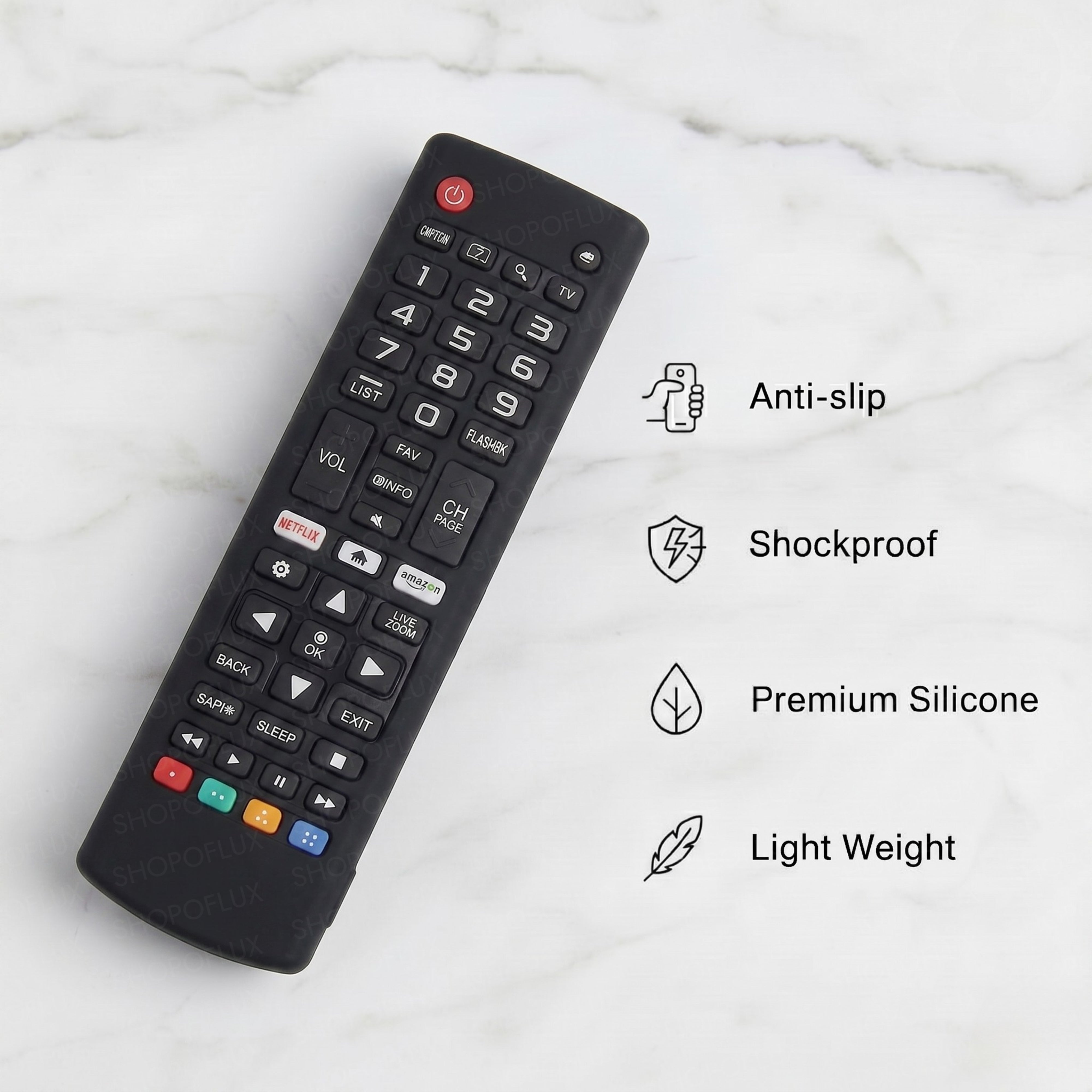 Shopoflux Silicone Tv Remote Cover Compatible with LG Smart TV Remote Full Wrap Protective Case with Lanyard [Remote NOT Included] (Black)