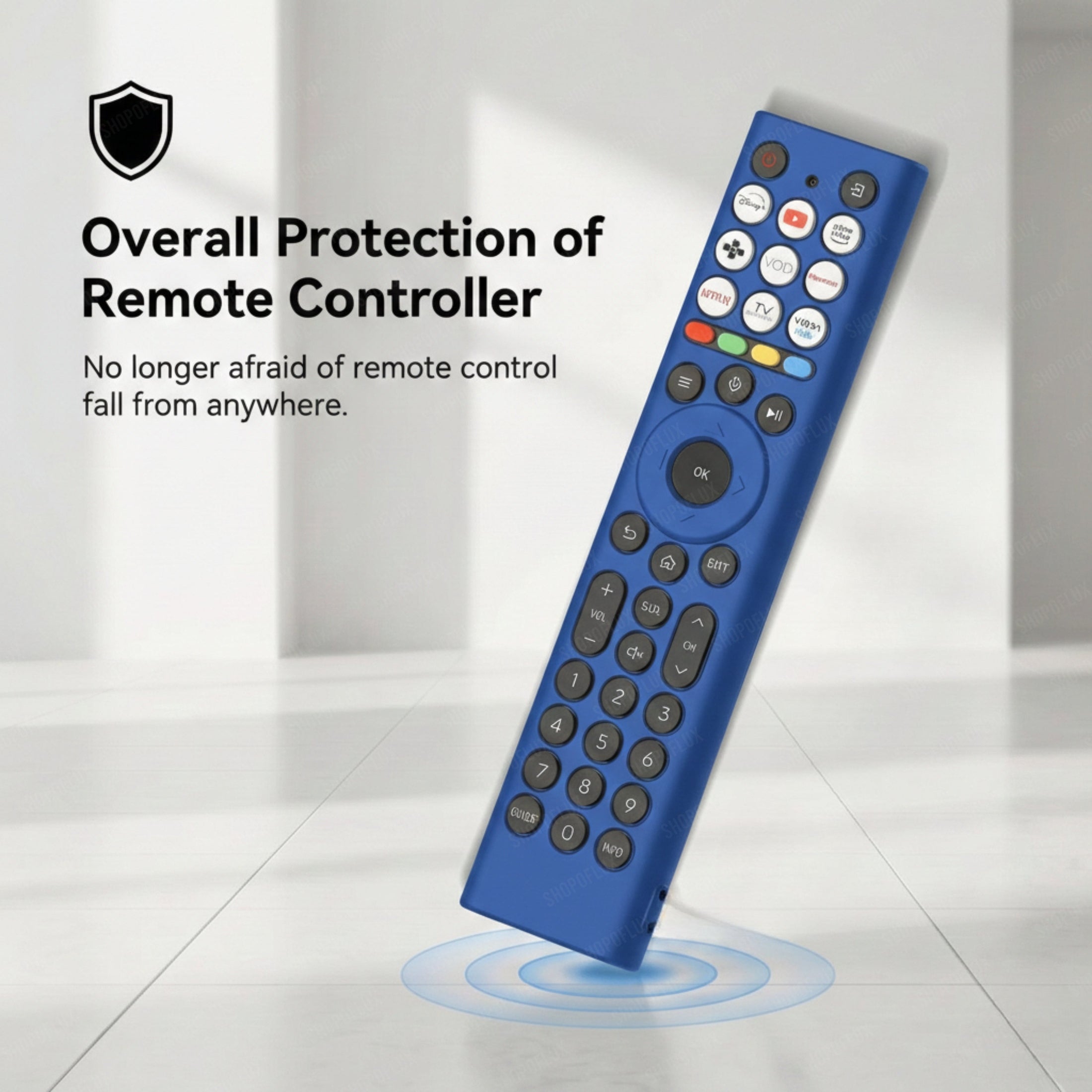 Shopoflux Silicone TV Remote Cover Compatible with Hisense Smart TV Remote [Remote NOT Included] (Blue) Shopoflux