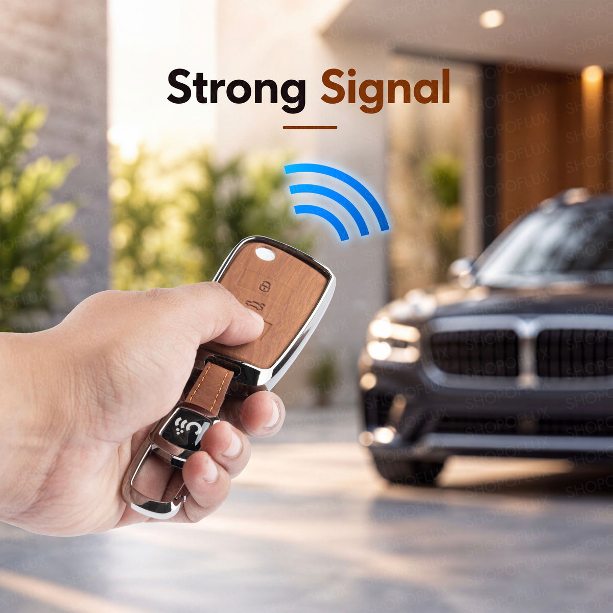 SHOPOFLUX Metal Key Cover Compatible for Skoda & Volkswagen Cars Kylaq | Slavia | Kushaq | Octavia | Virtus | Taigun | Tiguan | T ROC 3 Button Flip Key (Leather Black Brown)