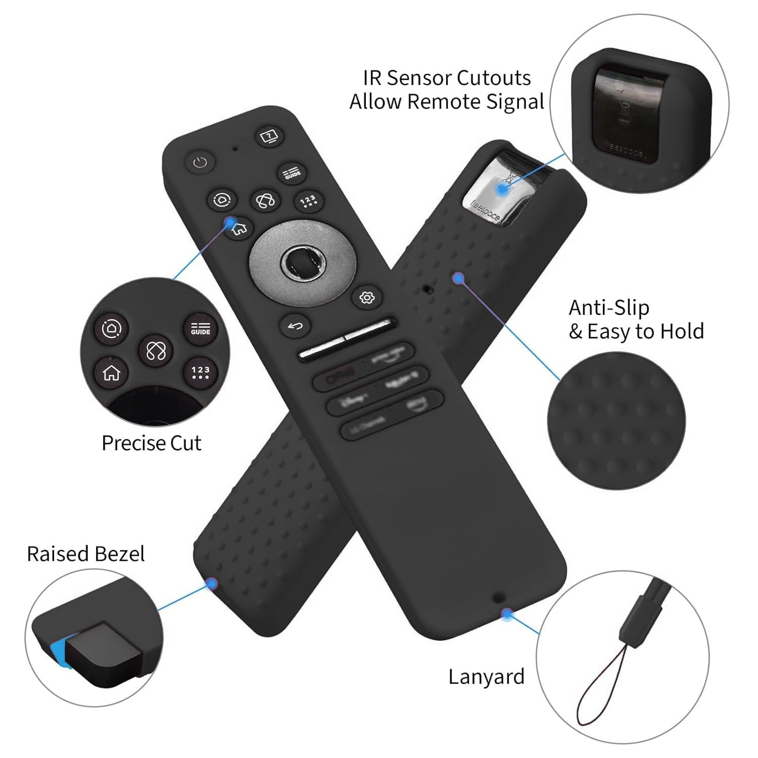 Shopoflux Silicone Tv Remote Cover Compatible with LG Smart TV Remote LG MR25GA Full Wrap Protective Case [Remote NOT Included] (Black) Shopoflux