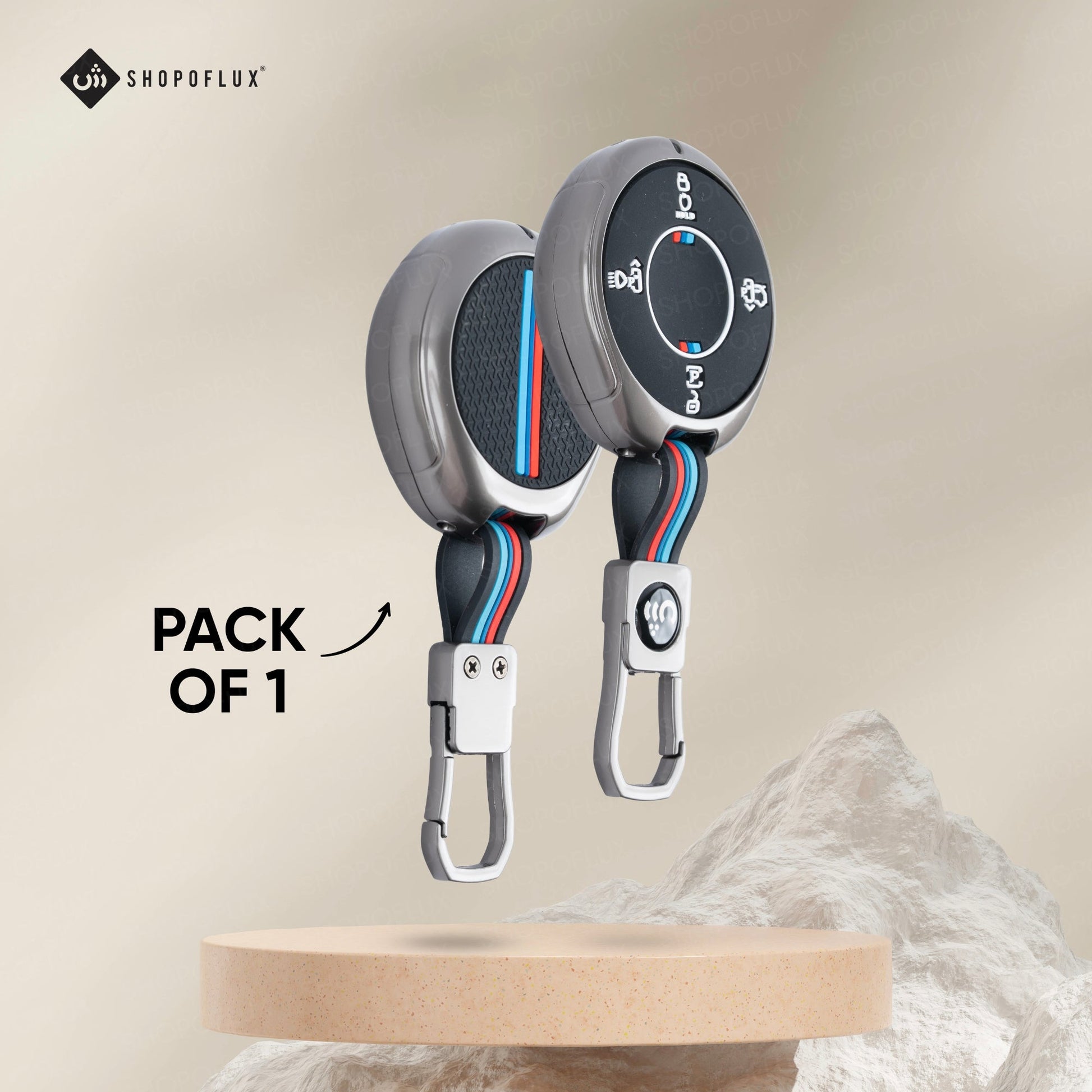 SHOPOFLUX Metal Key Cover Compatible for Tata Harrier EV Round Smart Key Shopoflux