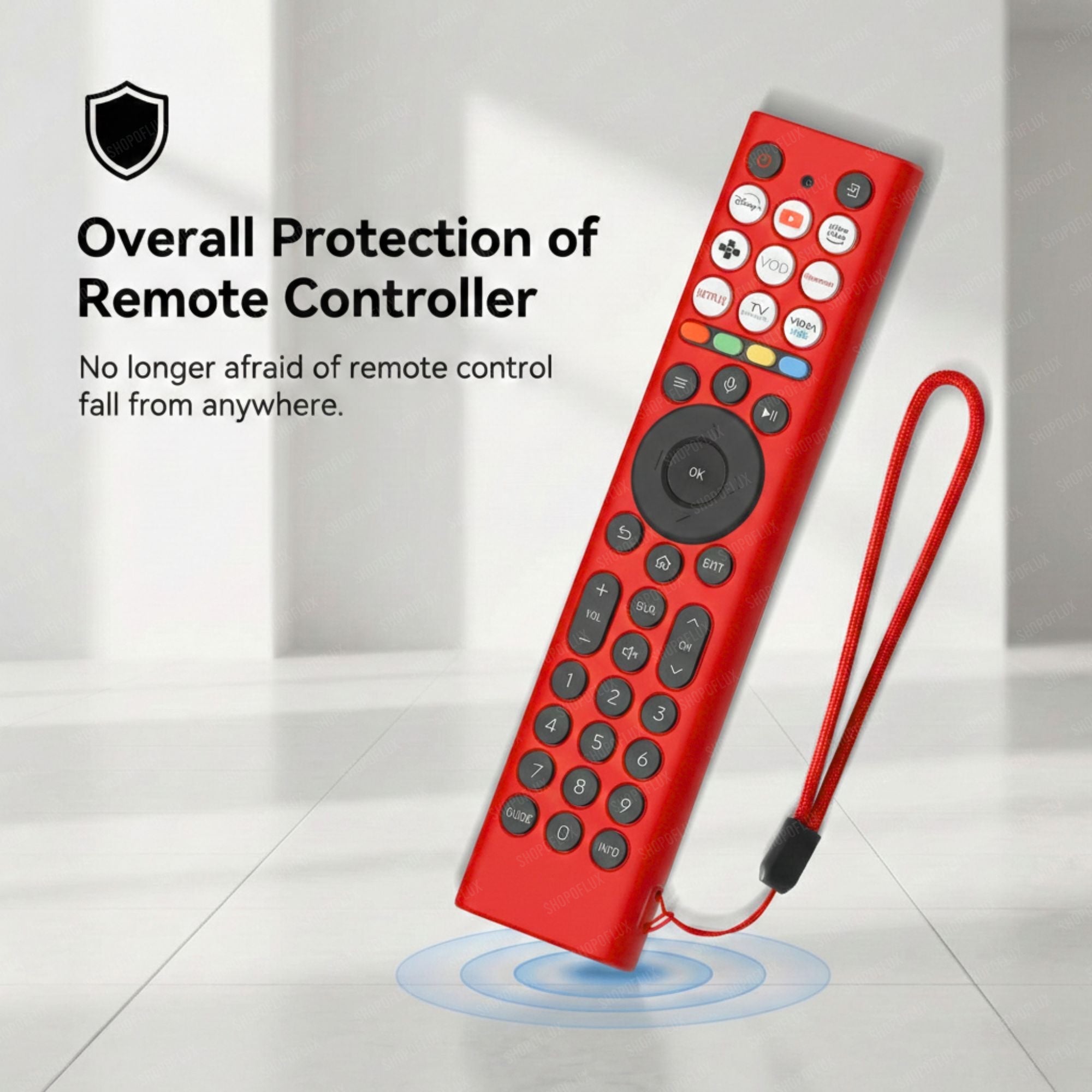 Shopoflux Silicone TV Remote Cover Compatible with Hisense Smart TV Remote [Remote NOT Included] (Red) Shopoflux