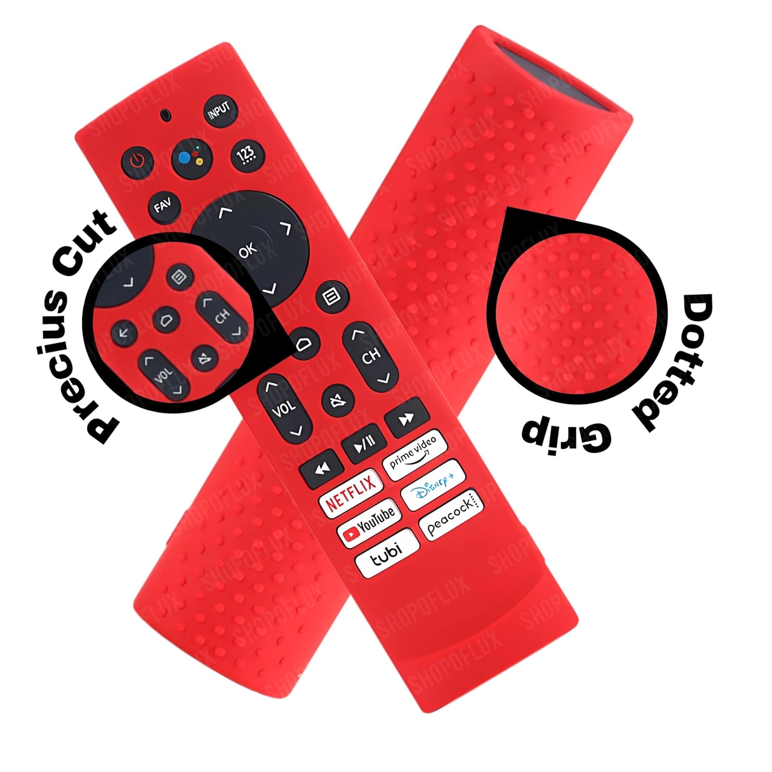 Shopoflux Silicone TV Remote Cover Compatible with Hisense Smart TV Remote VU GloLED Series Tv Remote Cover [Remote NOT Included] (RED) Shopoflux