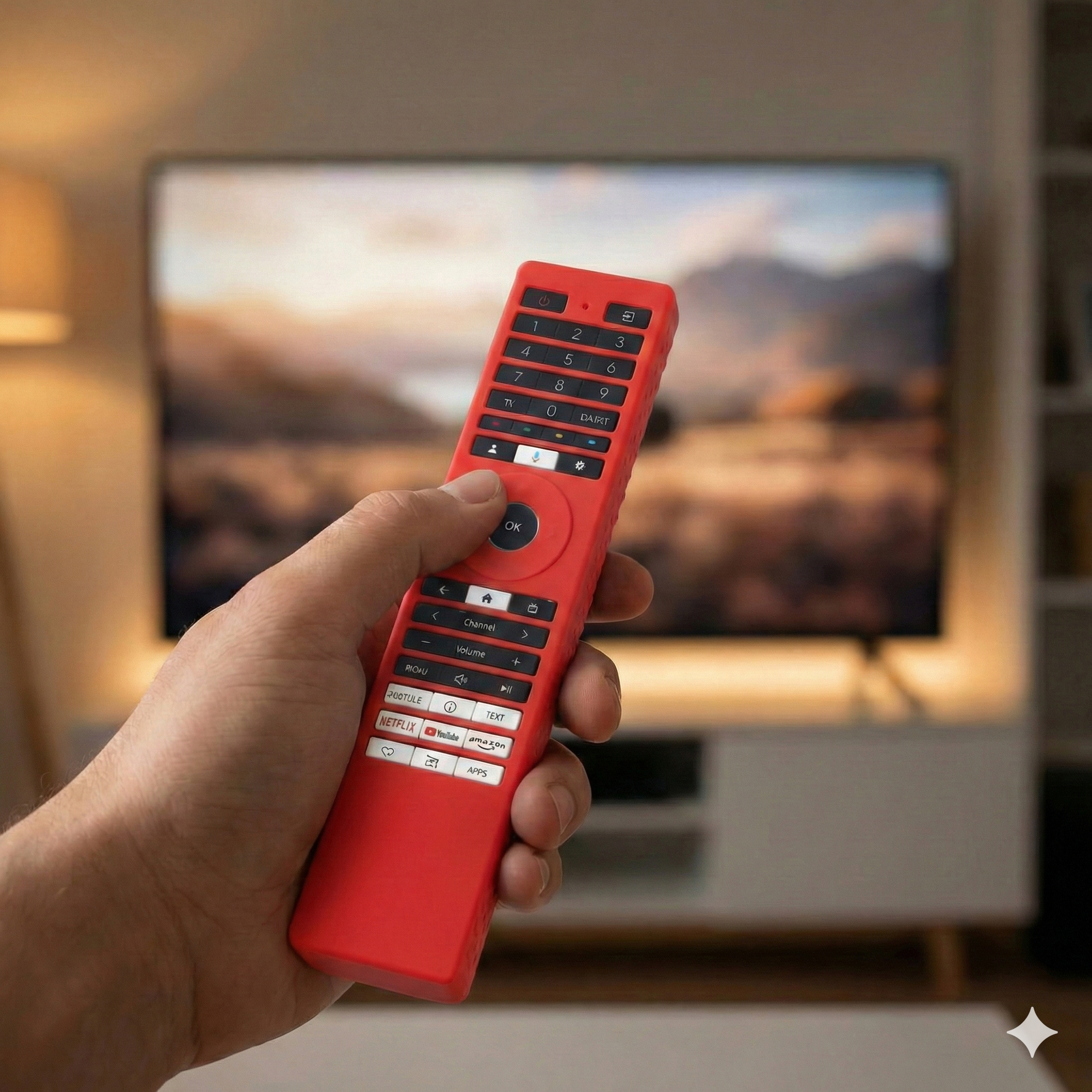 SHOPOFLUX Silicone TV Remote Cover Compatible with Toshiba Smart TV Protective Case with Lanyard (Red) Shopoflux