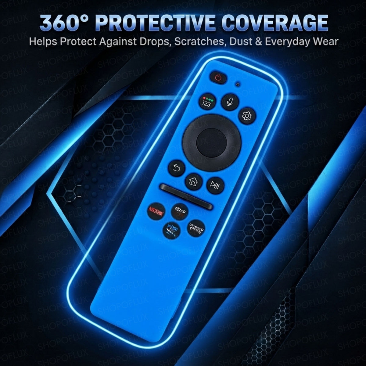 SHOPOFLUX Silicone Tv Remote Cover Compatible with Samsung Smart Tv Remote Without Sollar [Remote NOT Included] (Blue)